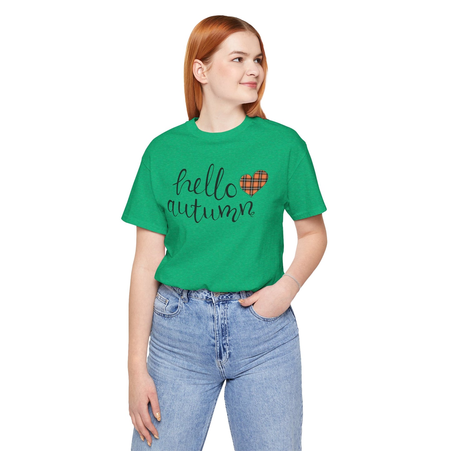 Autumn Vibes Tee - Hello Autumn Short Sleeve Shirt for Fall, Casual Wear, Gift for Her, Seasonal Fashion, Comfortable Everyday Tee