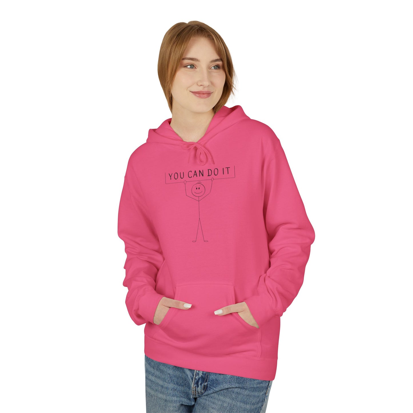 Motivational Fleece Hoodie - 'You Can Do It'