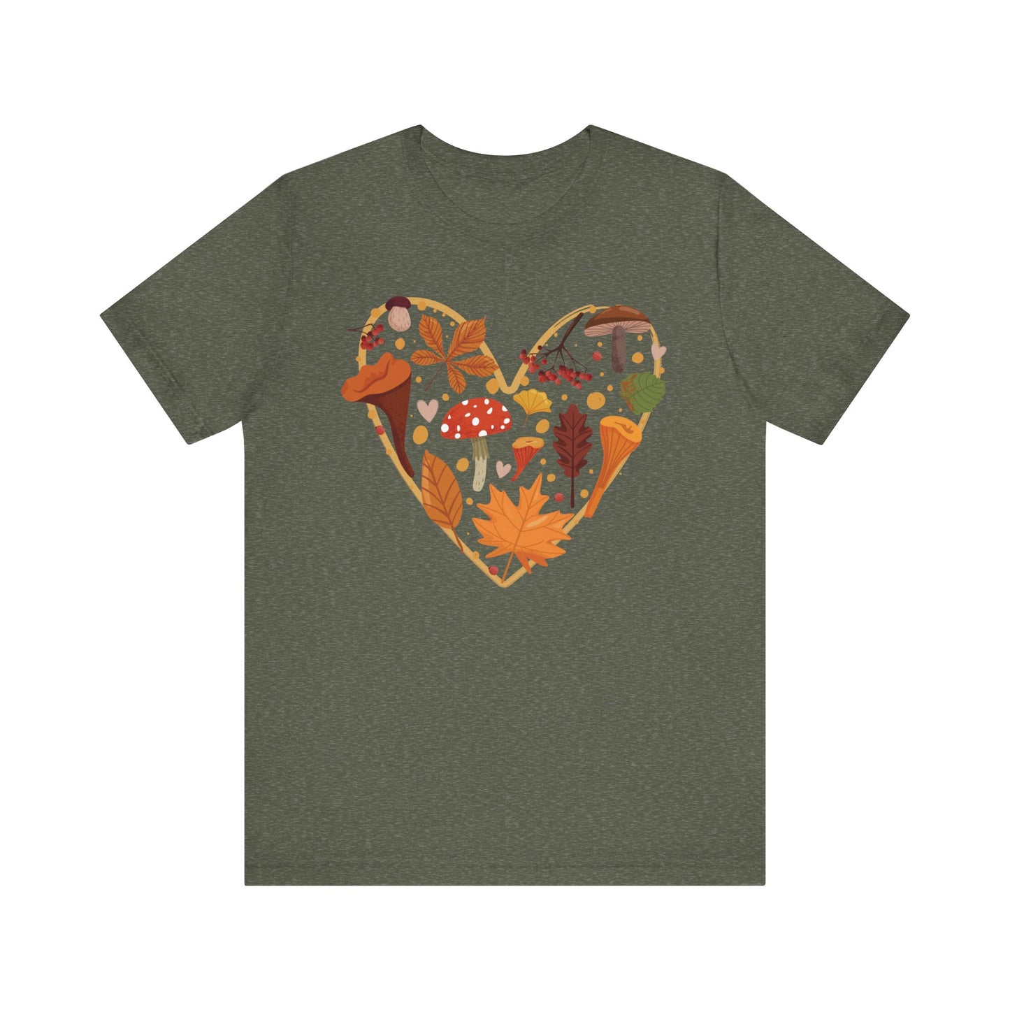 Fall Leaves Heart Tee, Autumn T-Shirt, Nature Lover Gift, Thanksgiving Apparel, Cozy Casual Wear