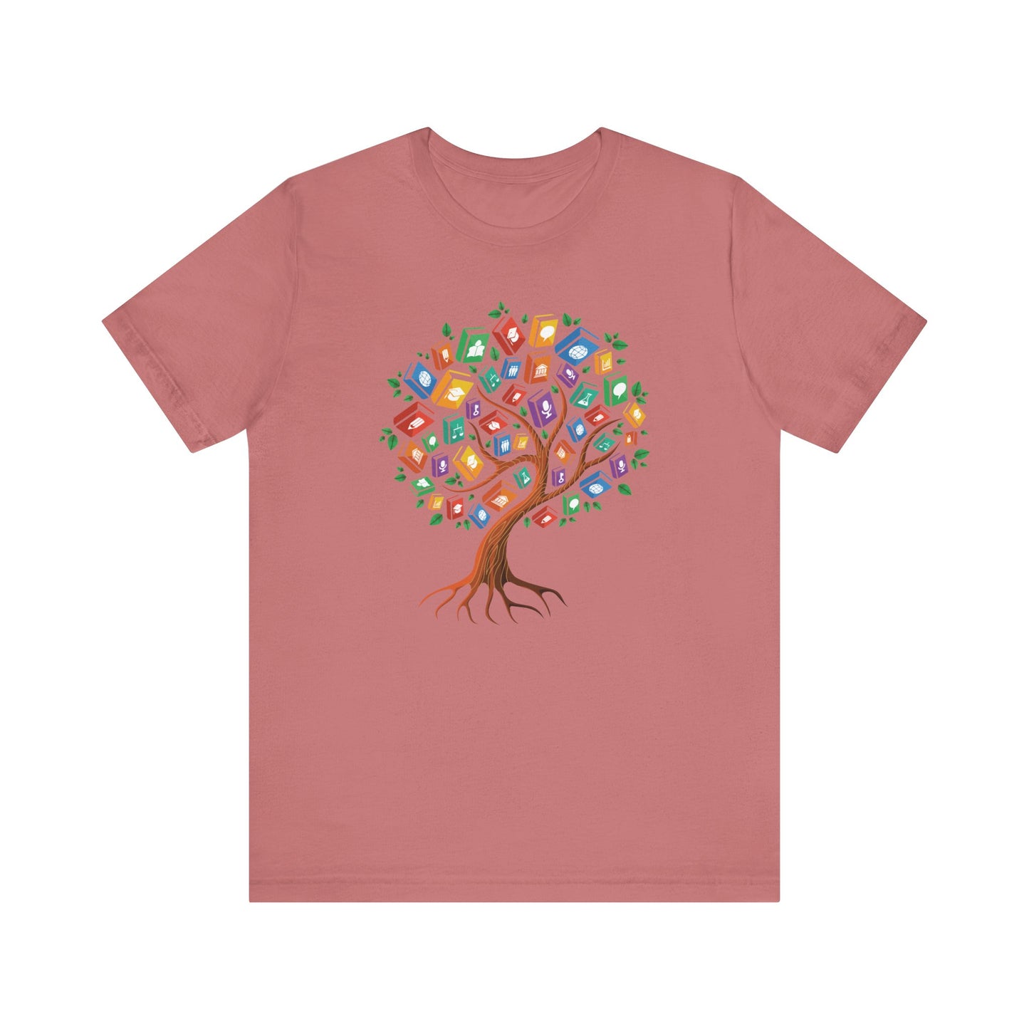 Colorful Book Tree Jersey Tee - Great for Book Lovers and Educators