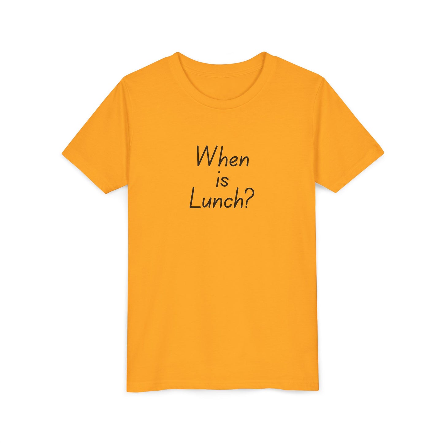 Youth Short Sleeve Tee - When is Lunch?, Funny Kids Shirt, Gift for Boys/Girls, Casual Wear, Birthday Party Tee, School T-Shirt