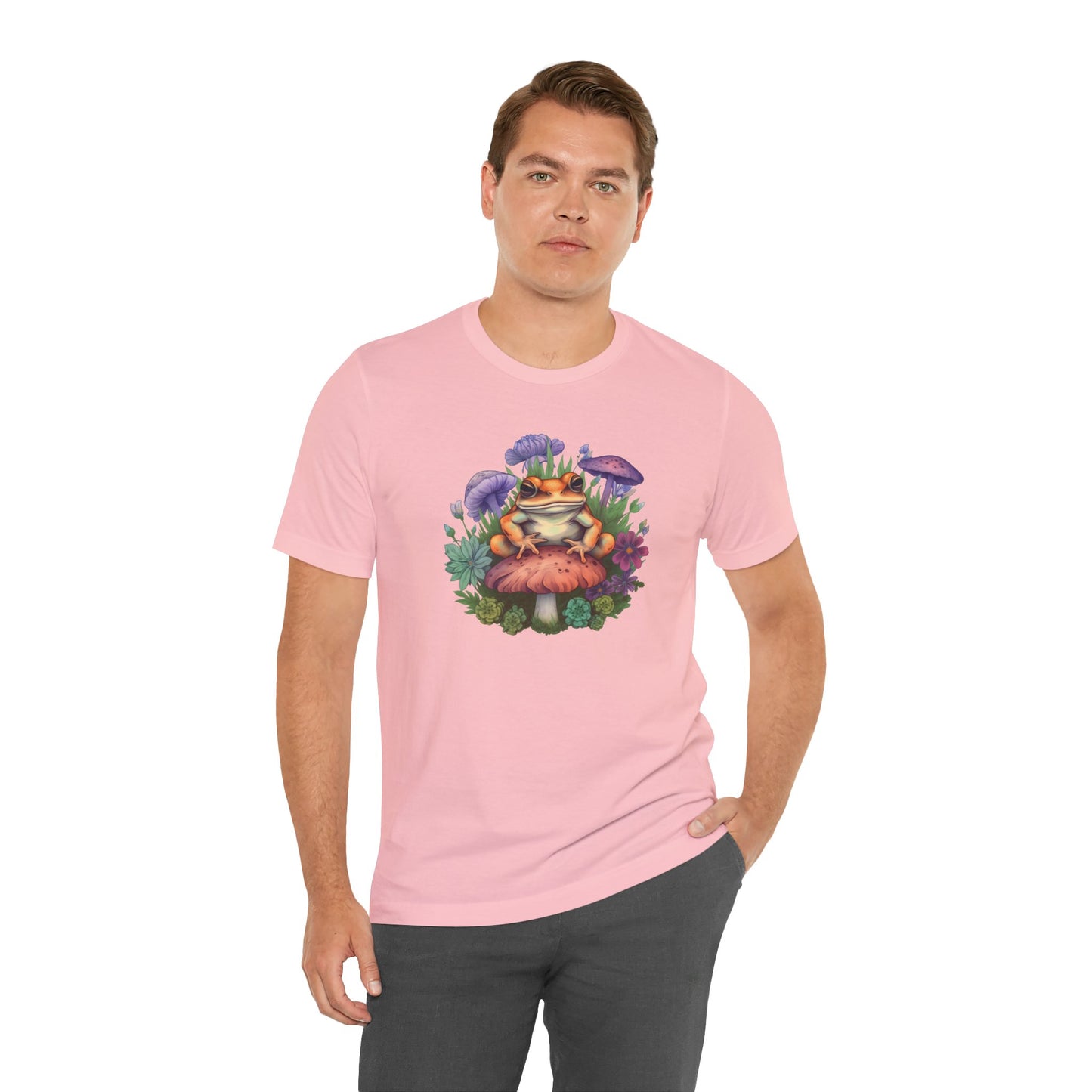 Frog and Mushroom Unisex Tee - Nature-Inspired Graphic T-Shirt