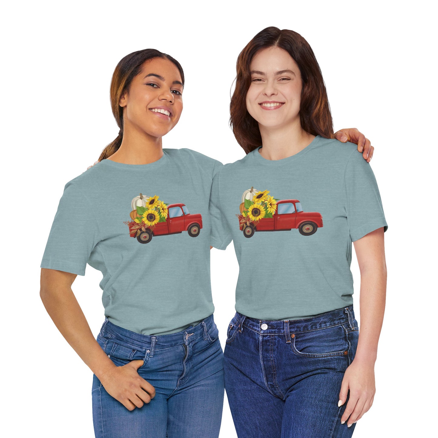 Vintage Truck with Sunflowers Tee, Casual Summer Shirt, Garden Lover Gift, Fall Festival Apparel, Everyday Wear, Farmhouse Style Clothing