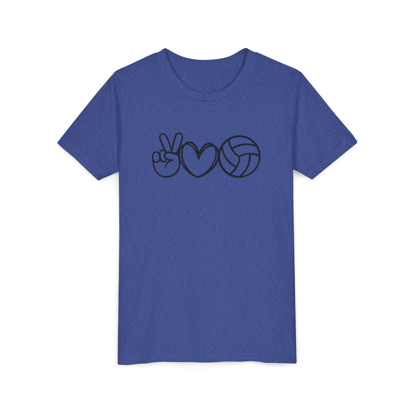 Youth Volleyball Peace Love Tee, Kids Sports Shirt, Fun Gift for Athletes, Summer Camp Apparel