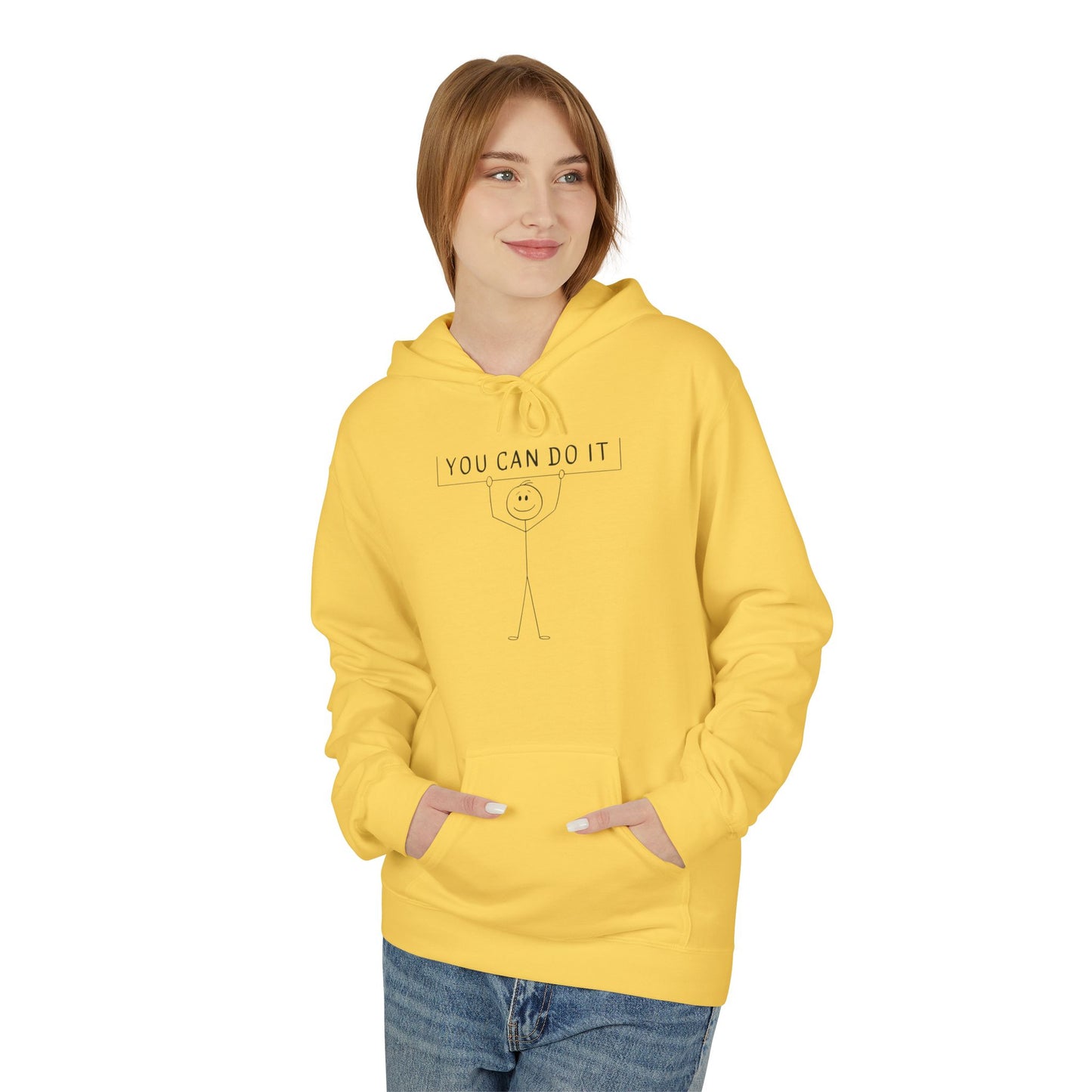 Motivational Fleece Hoodie - 'You Can Do It'