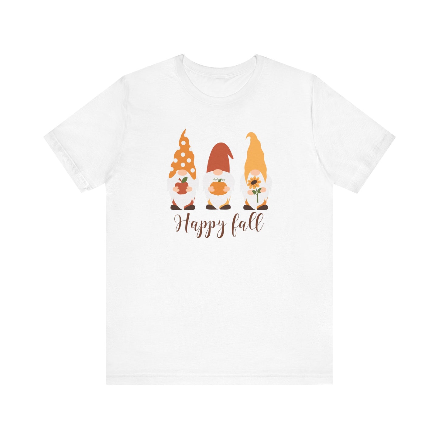 Happy Fall Gnome Tee, T-Shirt for Autumn, Fall Gnome Shirt, Cozy Fall Outfit, Thanksgiving Gift, Seasonal Apparel