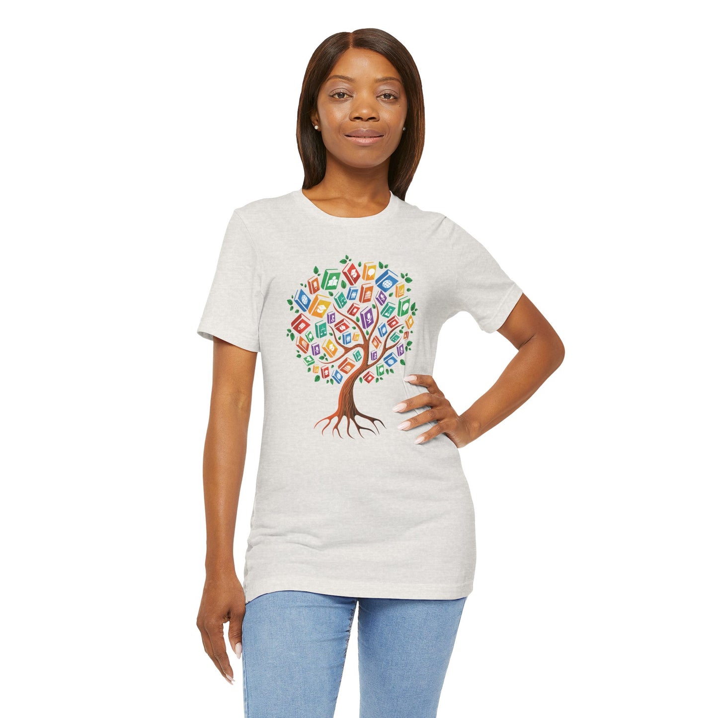 Colorful Book Tree Jersey Tee - Great for Book Lovers and Educators