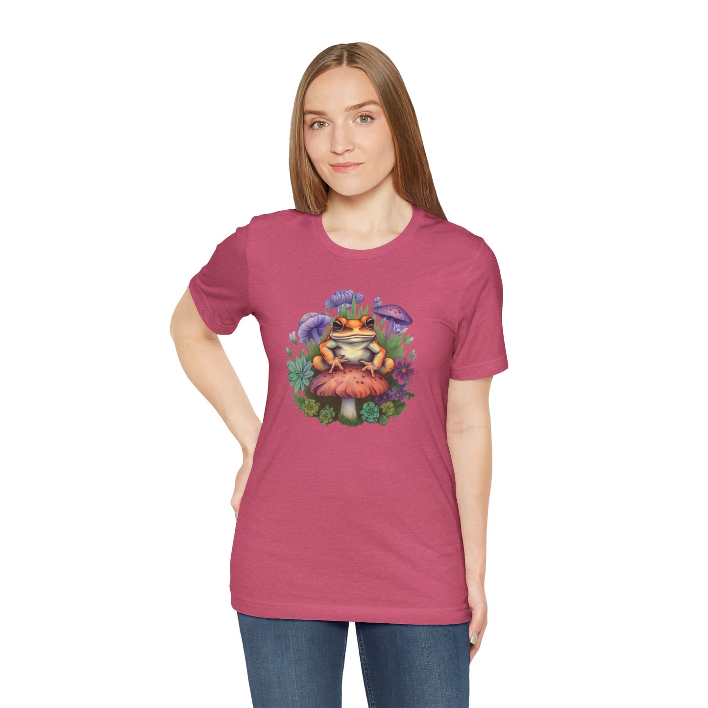 Frog and Mushroom Unisex Tee - Nature-Inspired Graphic T-Shirt