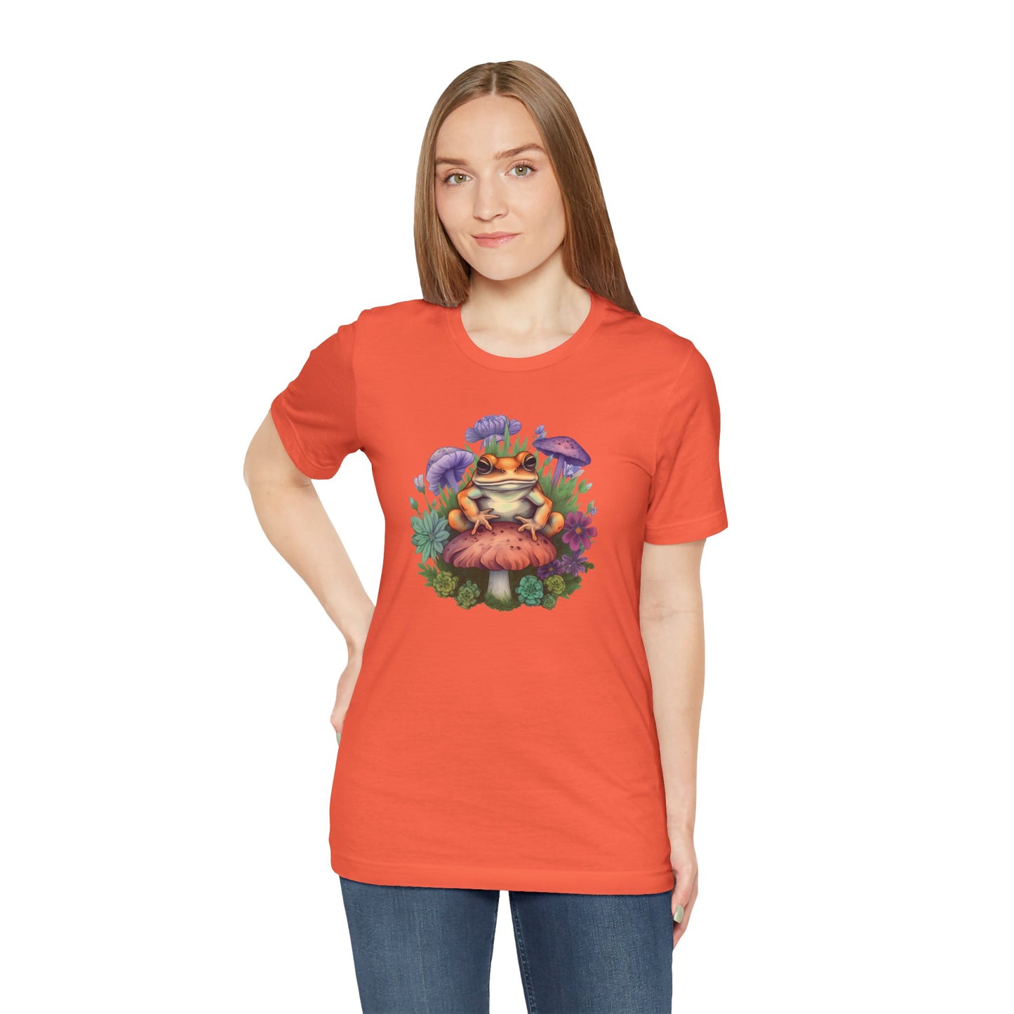 Frog and Mushroom Unisex Tee - Nature-Inspired Graphic T-Shirt