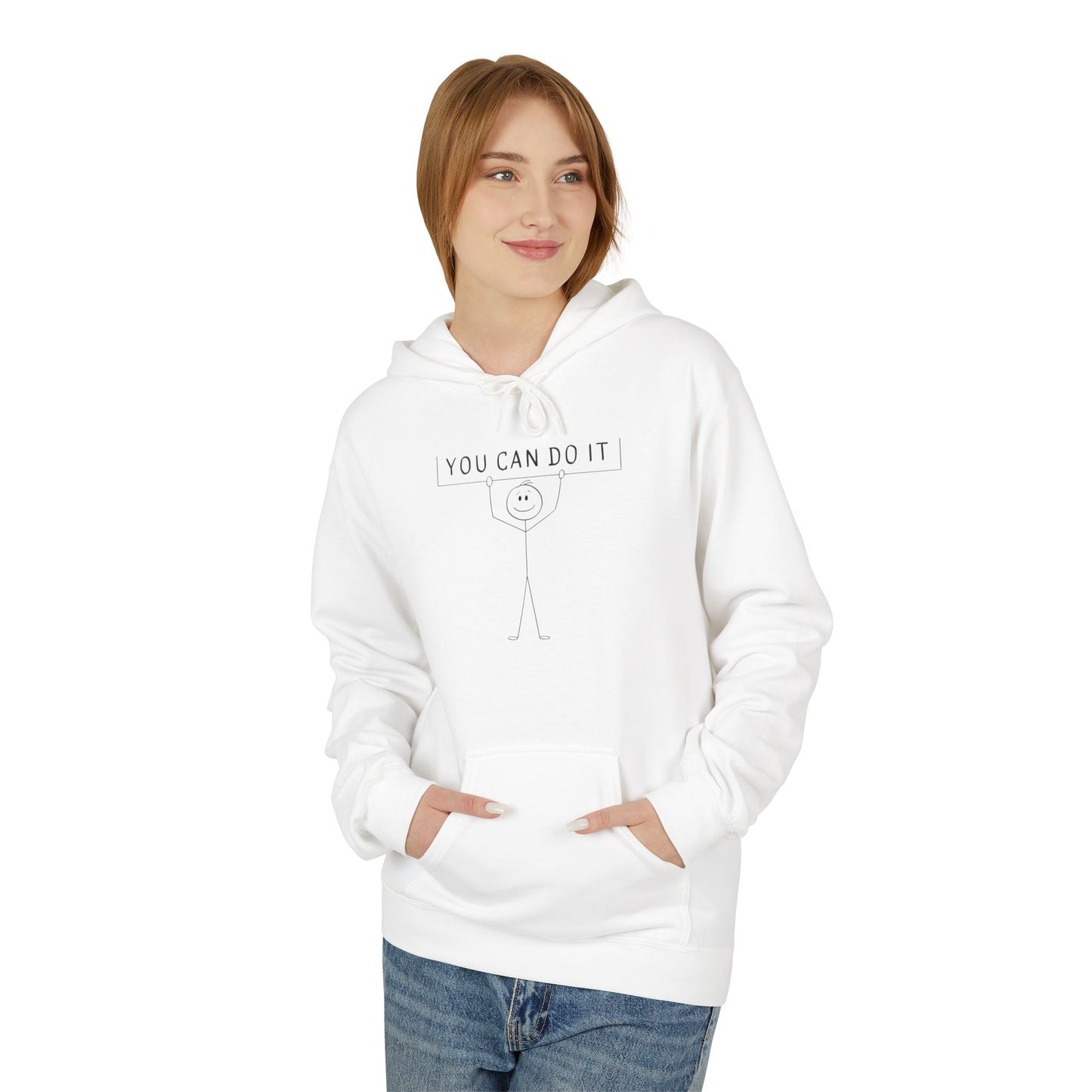 Motivational Fleece Hoodie - 'You Can Do It'