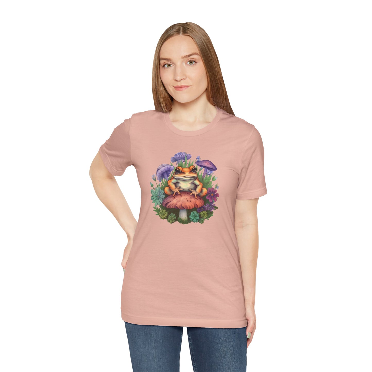 Frog and Mushroom Unisex Tee - Nature-Inspired Graphic T-Shirt