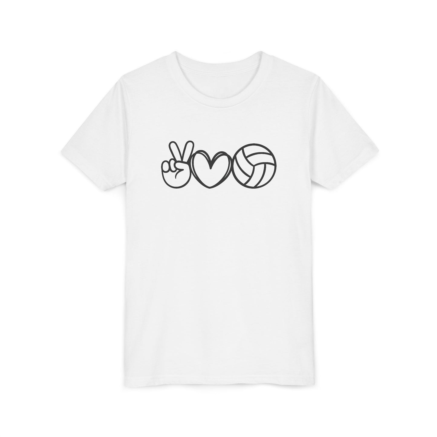 Youth Volleyball Peace Love Tee, Kids Sports Shirt, Fun Gift for Athletes, Summer Camp Apparel