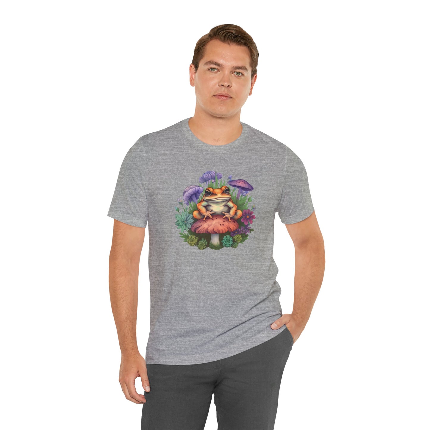 Frog and Mushroom Unisex Tee - Nature-Inspired Graphic T-Shirt
