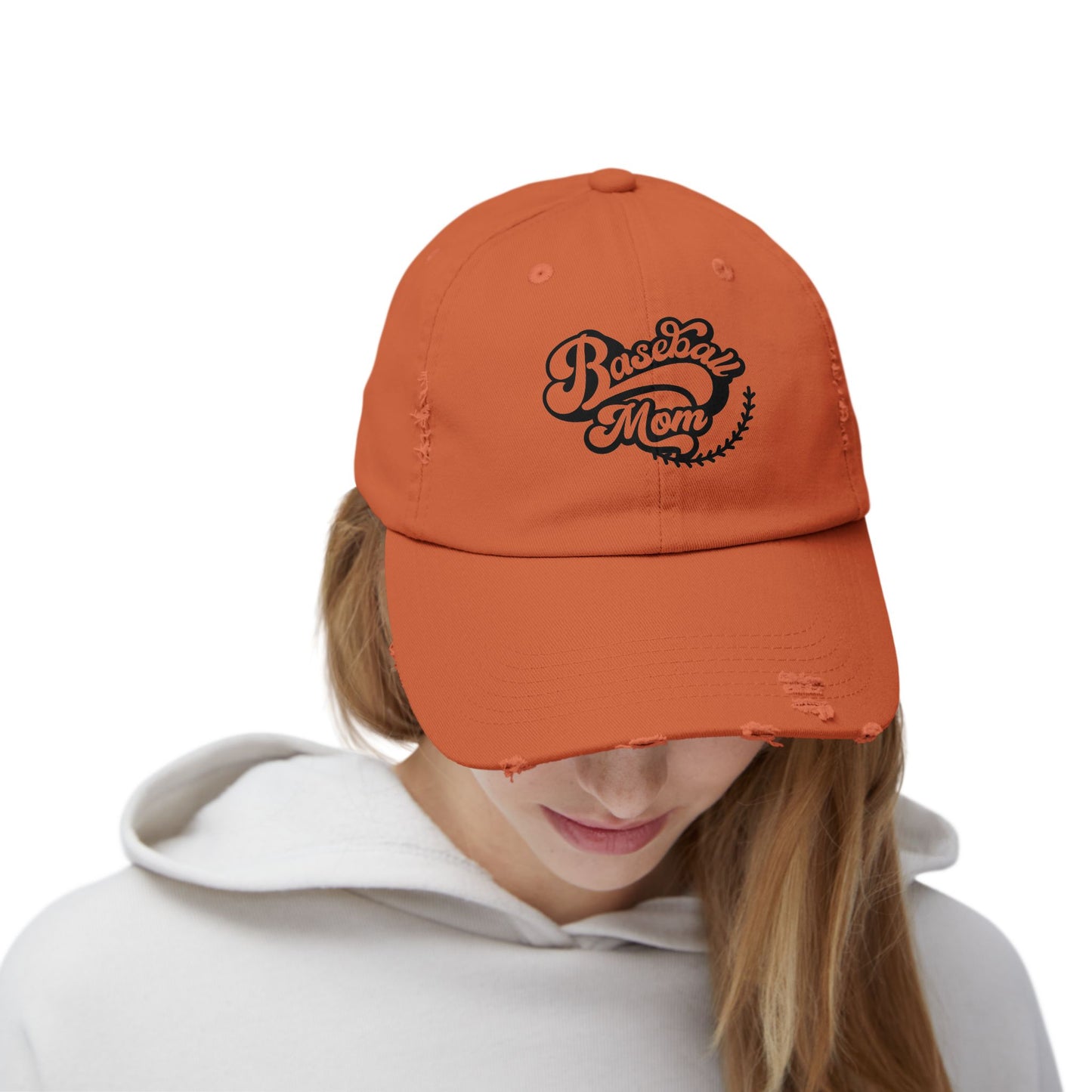 Baseball Mom Distressed Cap - Unisex Fashion Hat for Sports Enthusiasts