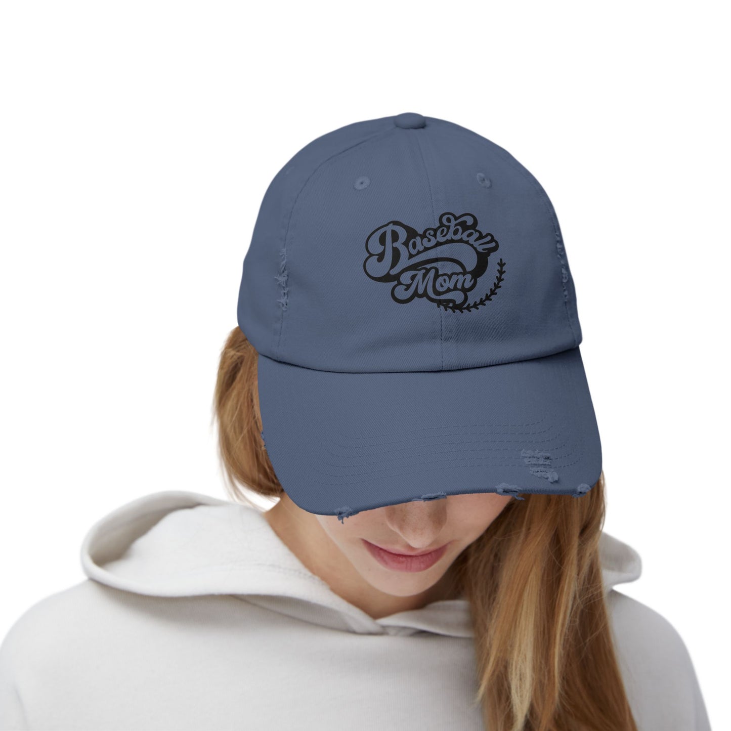 Baseball Mom Distressed Cap - Unisex Fashion Hat for Sports Enthusiasts