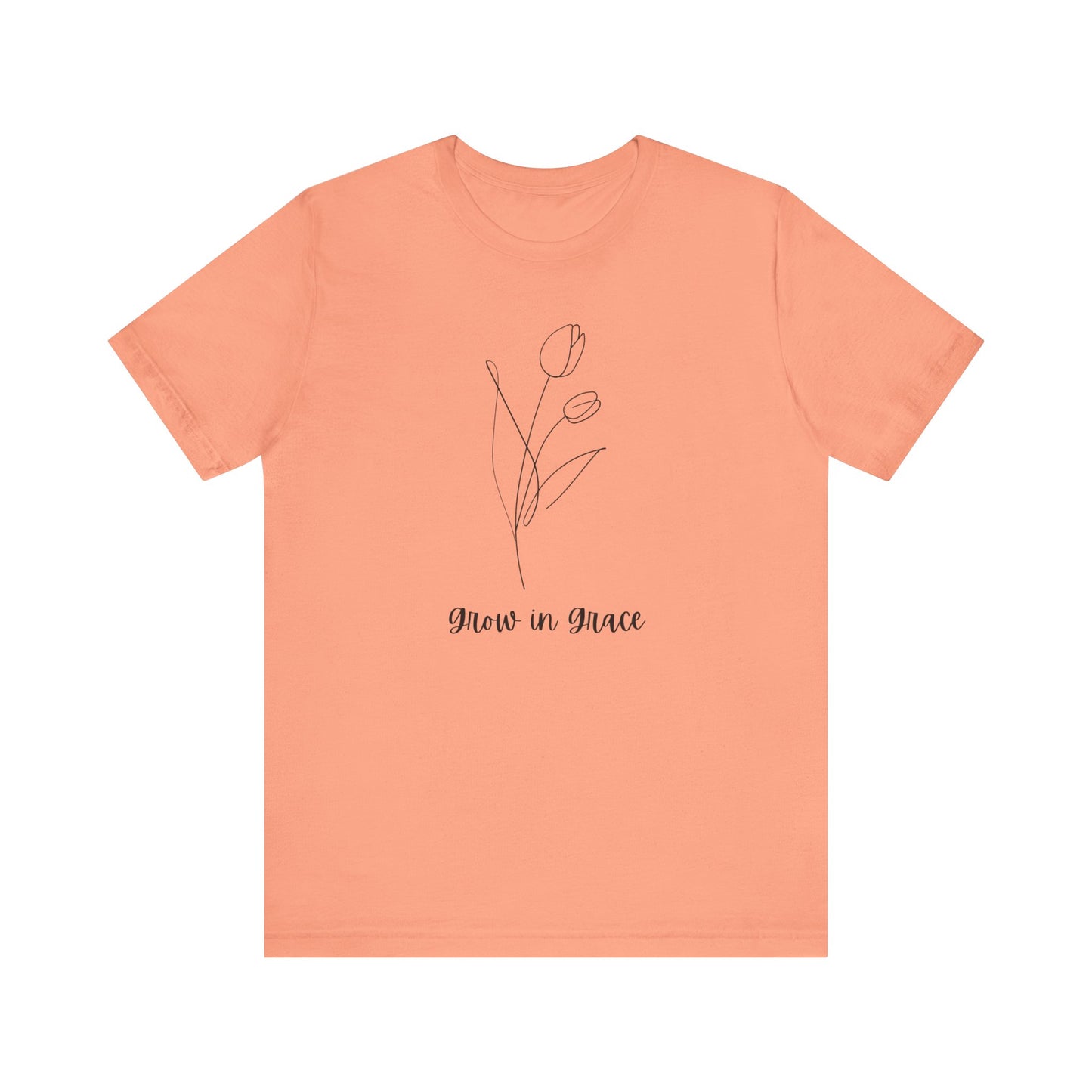 Jersey Short Sleeve Tee - 'Grow in Grace' Floral Design