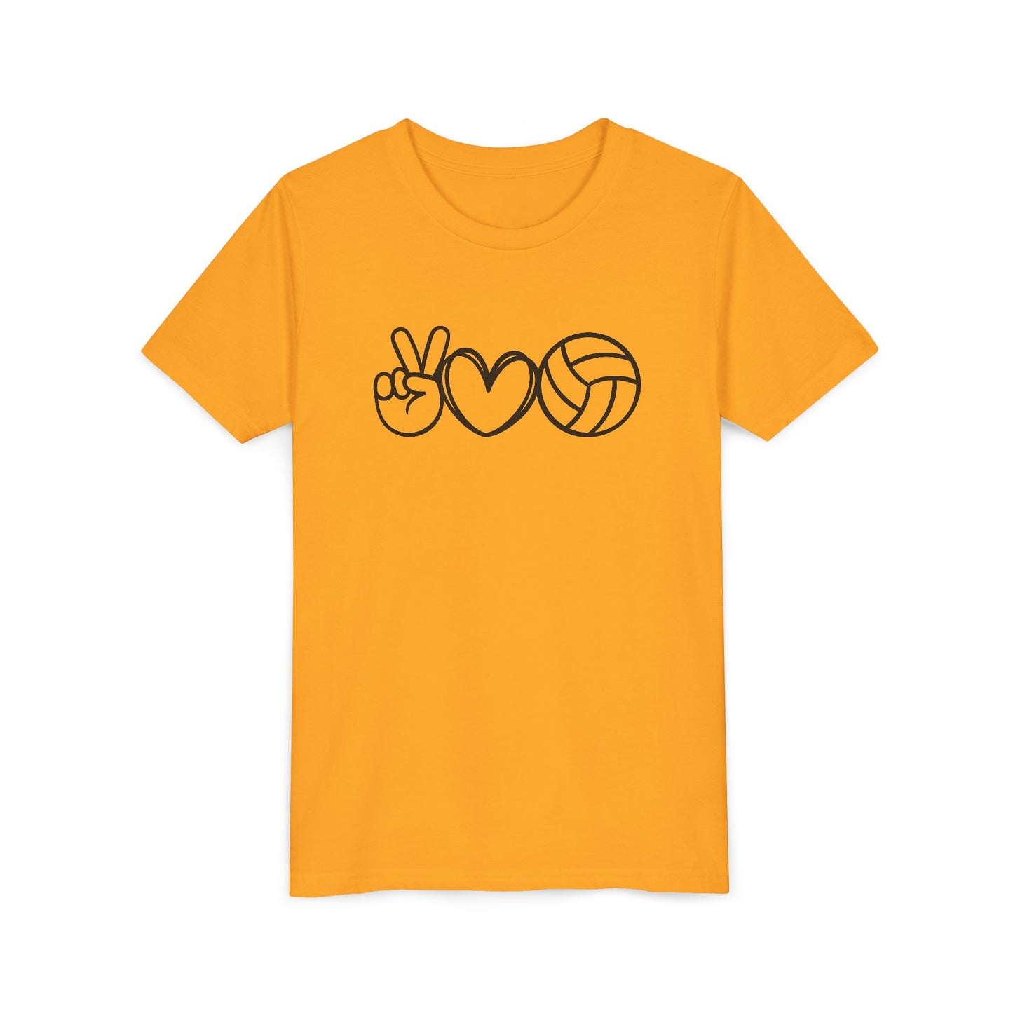 Youth Volleyball Peace Love Tee, Kids Sports Shirt, Fun Gift for Athletes, Summer Camp Apparel