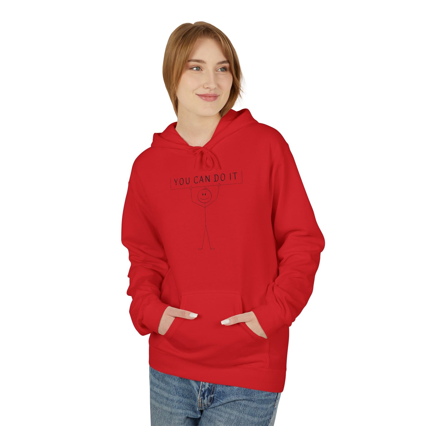 Motivational Fleece Hoodie - 'You Can Do It'