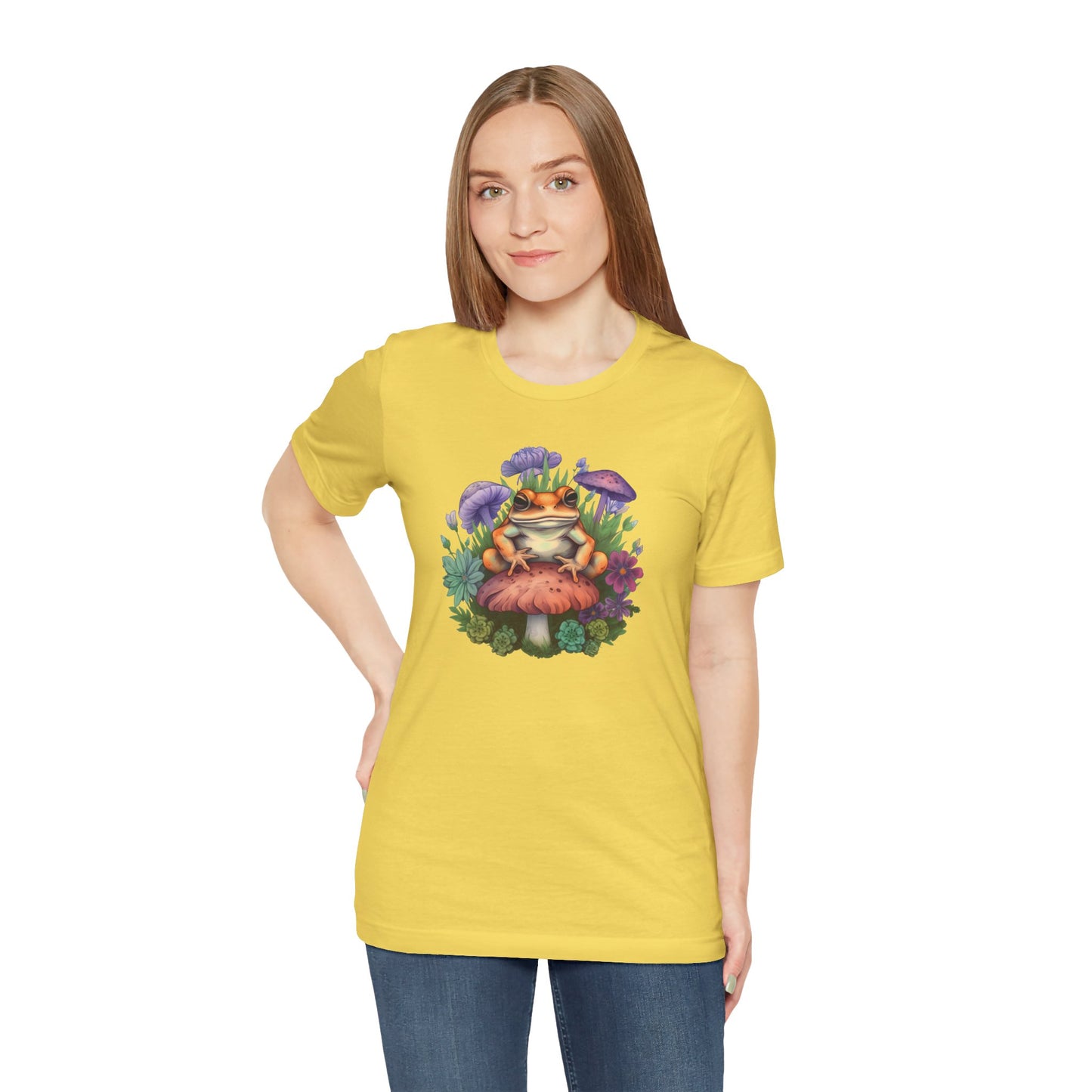 Frog and Mushroom Unisex Tee - Nature-Inspired Graphic T-Shirt