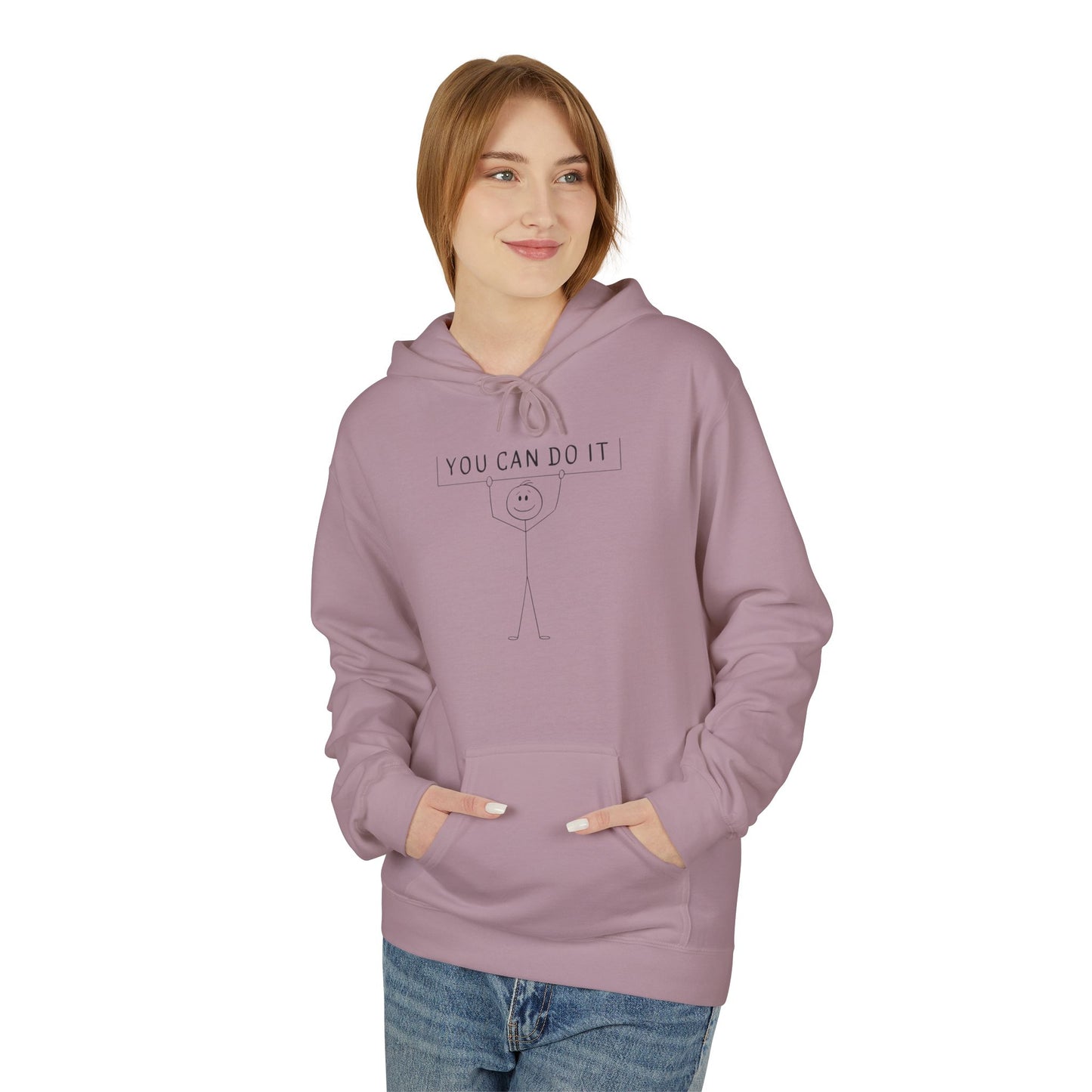 Motivational Fleece Hoodie - 'You Can Do It'