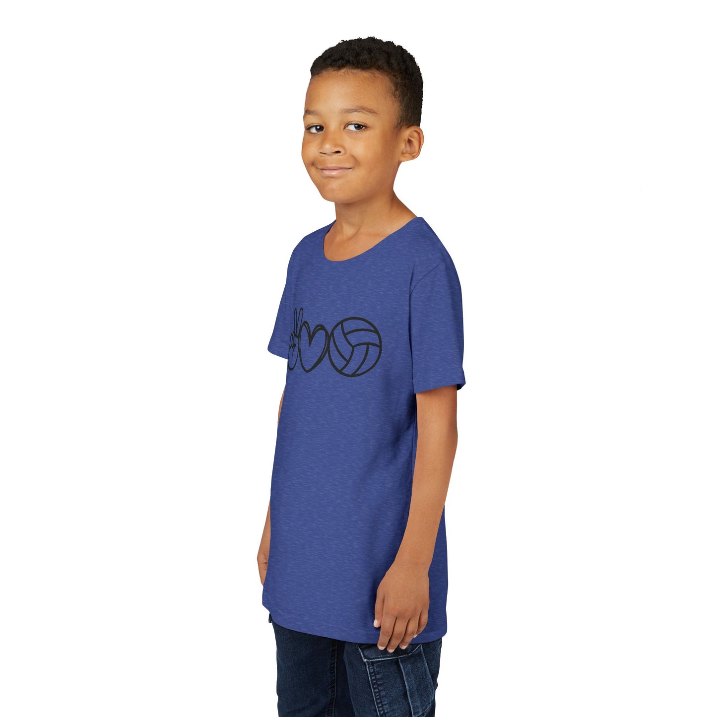 Youth Volleyball Peace Love Tee, Kids Sports Shirt, Fun Gift for Athletes, Summer Camp Apparel