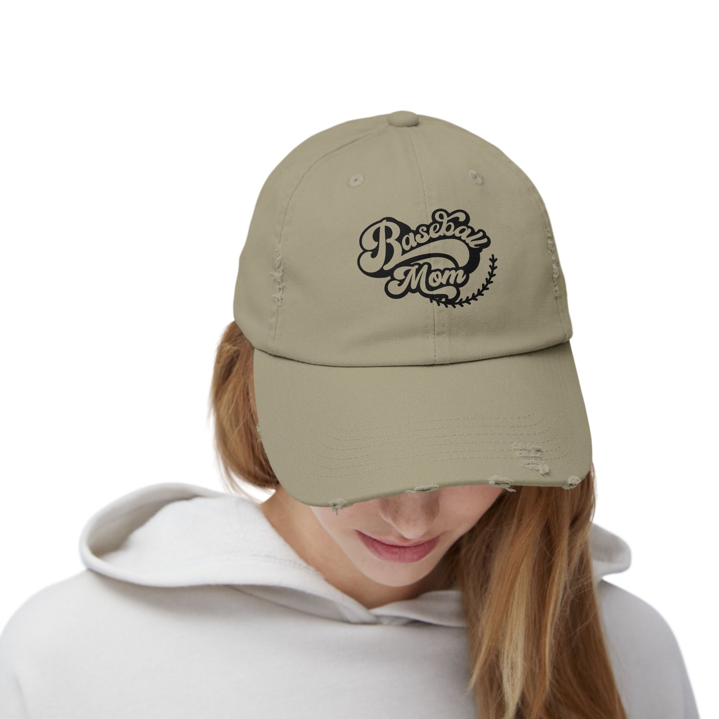 Baseball Mom Distressed Cap - Unisex Fashion Hat for Sports Enthusiasts