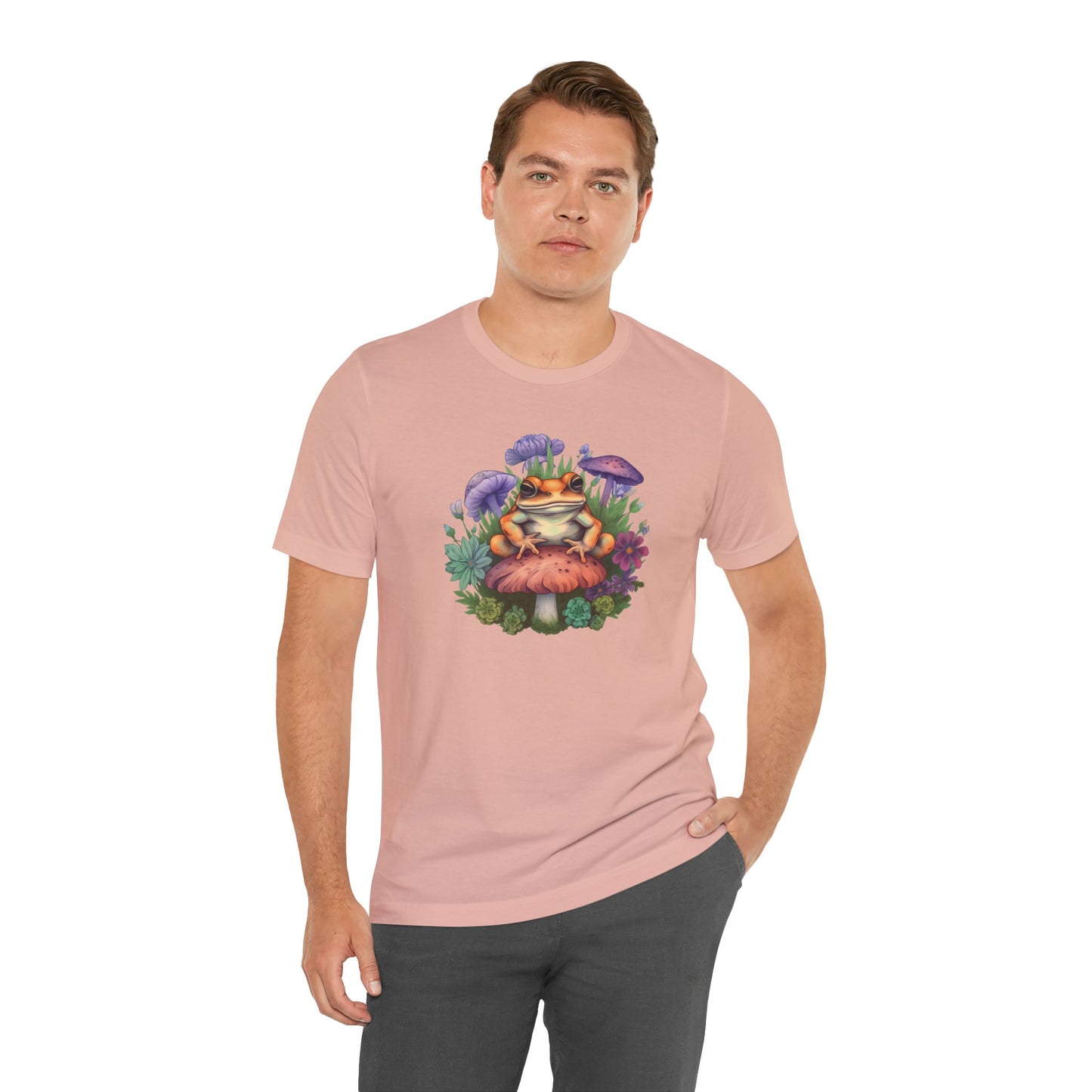 Frog and Mushroom Unisex Tee - Nature-Inspired Graphic T-Shirt