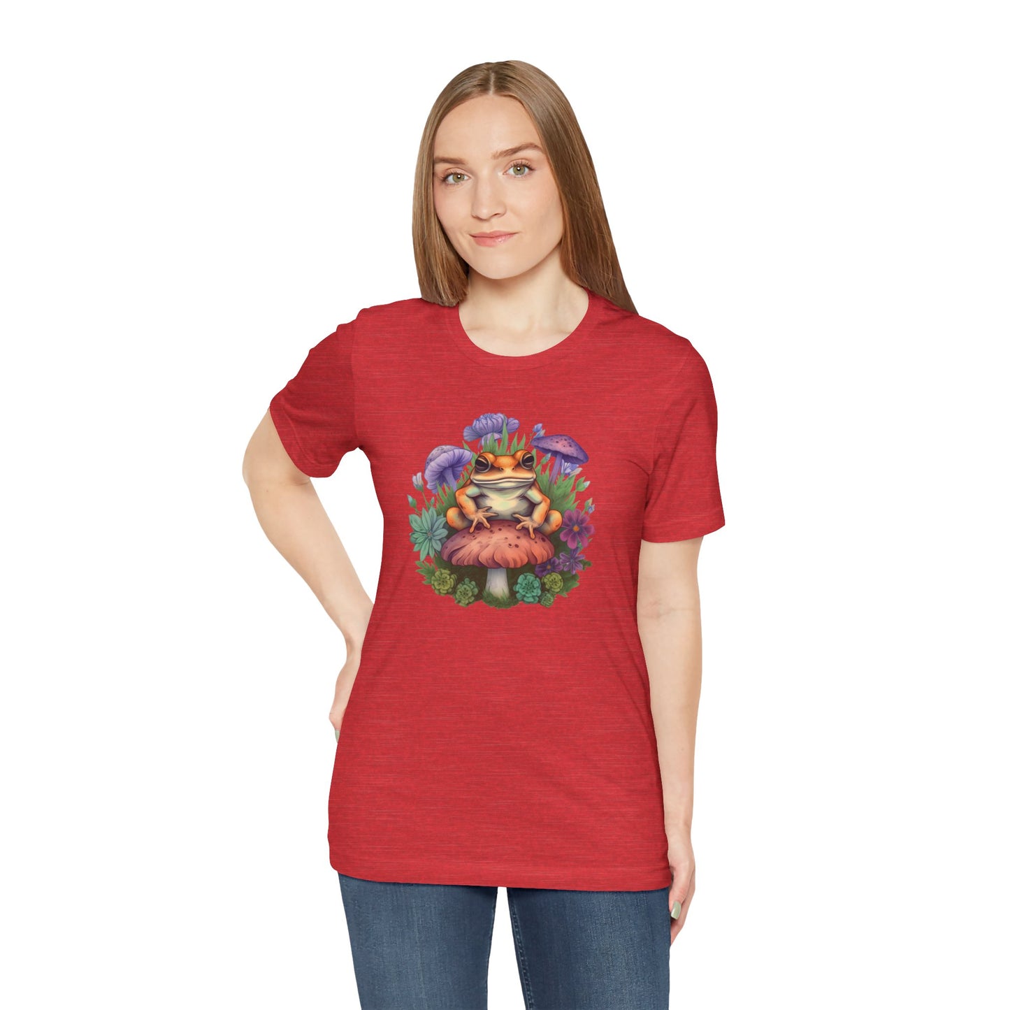 Frog and Mushroom Unisex Tee - Nature-Inspired Graphic T-Shirt