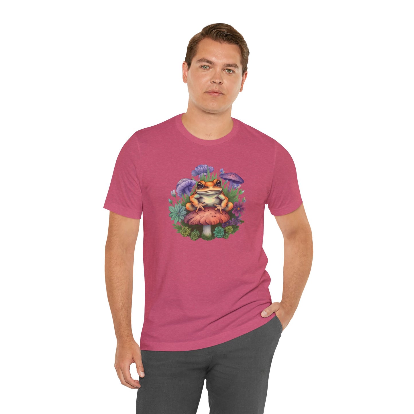 Frog and Mushroom Unisex Tee - Nature-Inspired Graphic T-Shirt