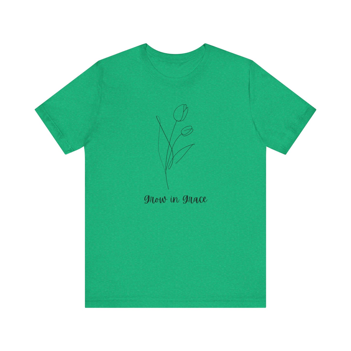 Jersey Short Sleeve Tee - 'Grow in Grace' Floral Design