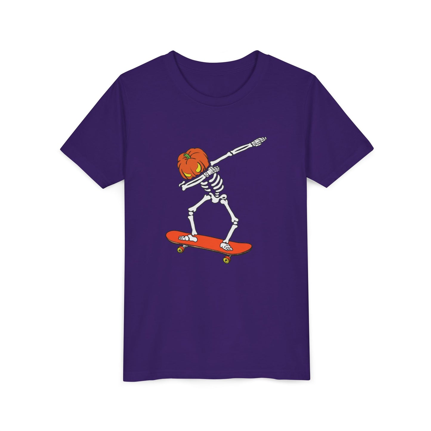 Cool Skeleton Skateboard Youth Tee, Fun Graphic Tee for Kids, Halloween Costume, Skateboarding Gift, Casual Summer Shirt