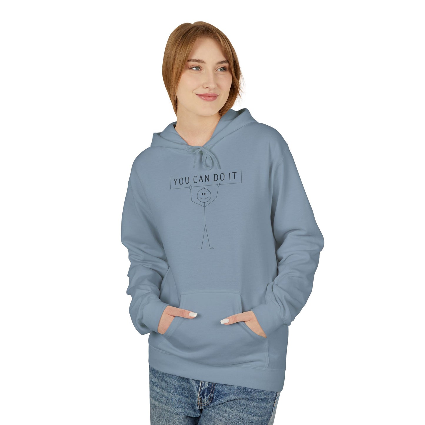 Motivational Fleece Hoodie - 'You Can Do It'
