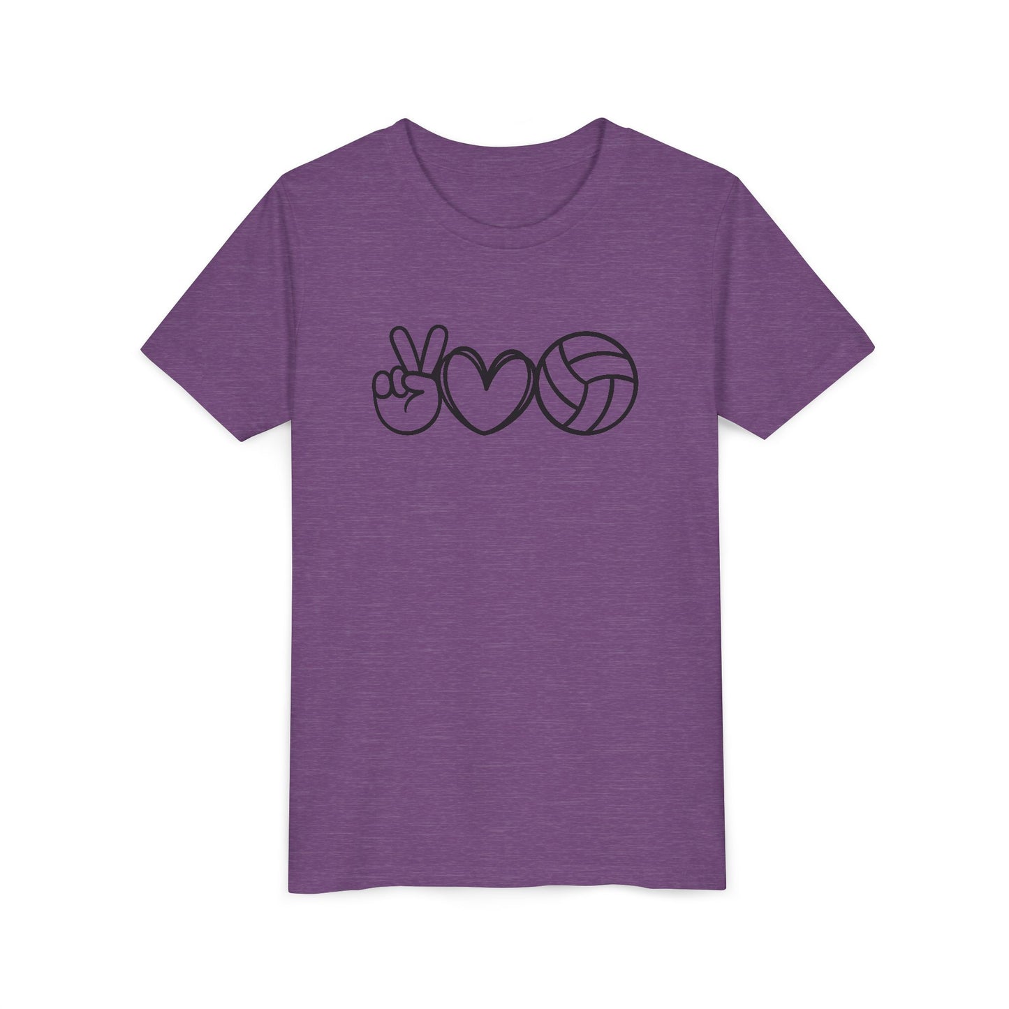 Youth Volleyball Peace Love Tee, Kids Sports Shirt, Fun Gift for Athletes, Summer Camp Apparel