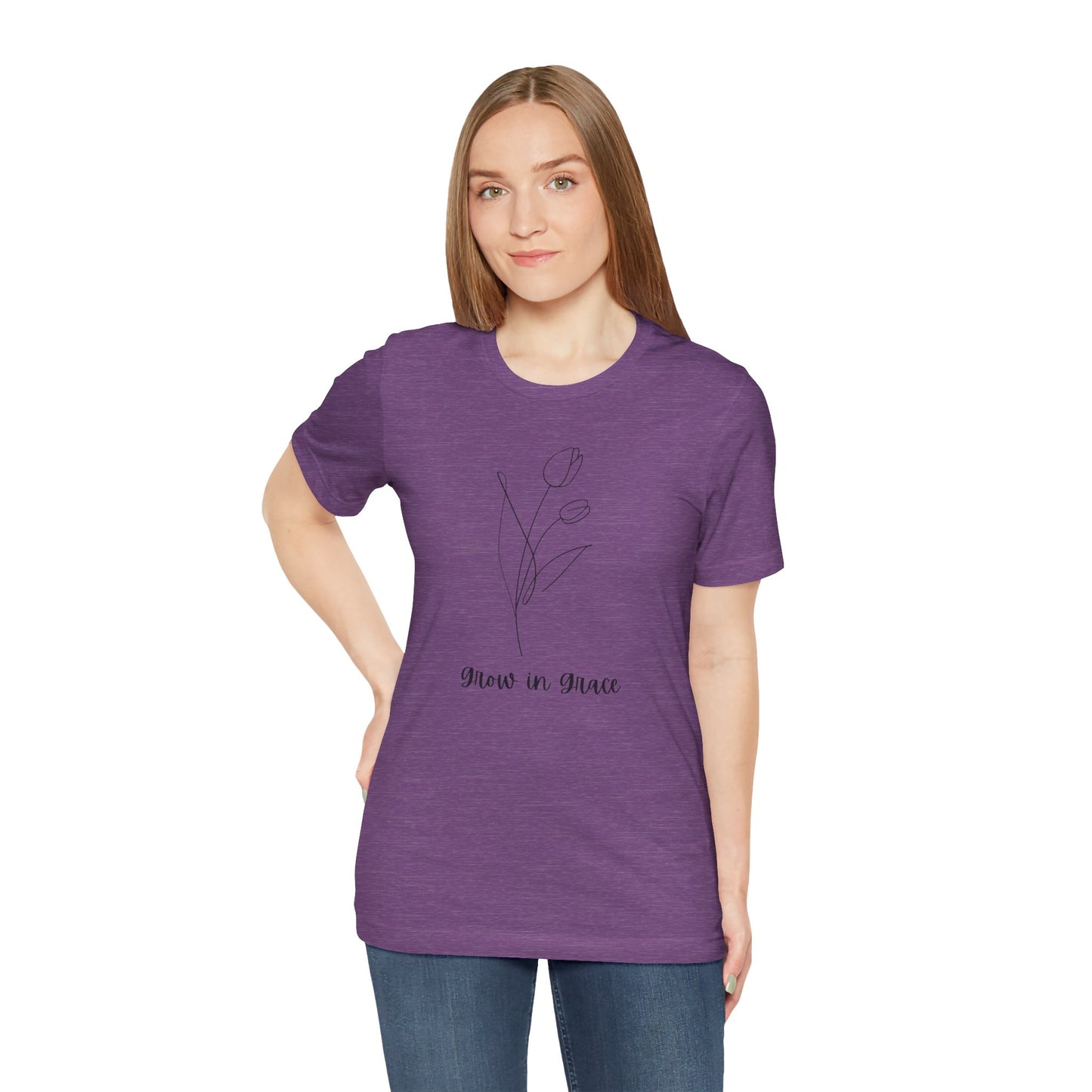 Jersey Short Sleeve Tee - 'Grow in Grace' Floral Design