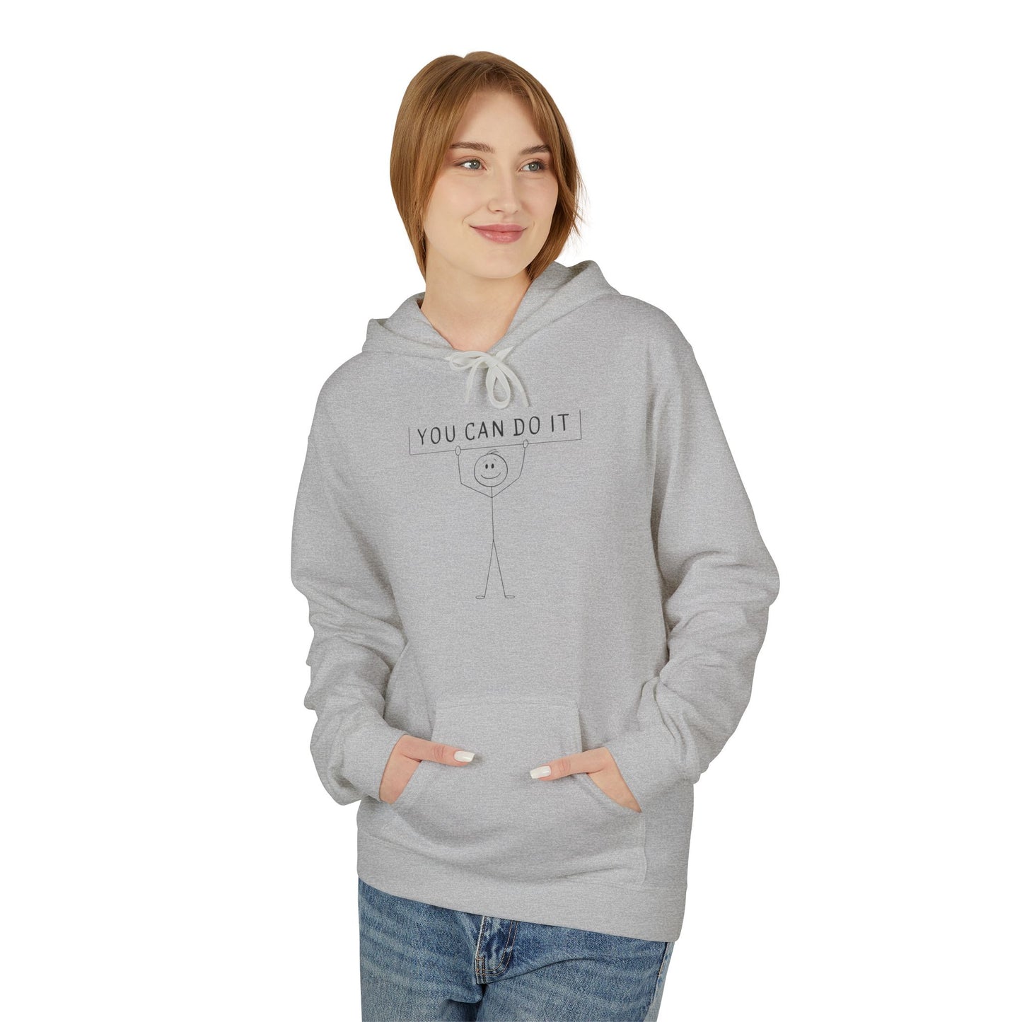 Motivational Fleece Hoodie - 'You Can Do It'