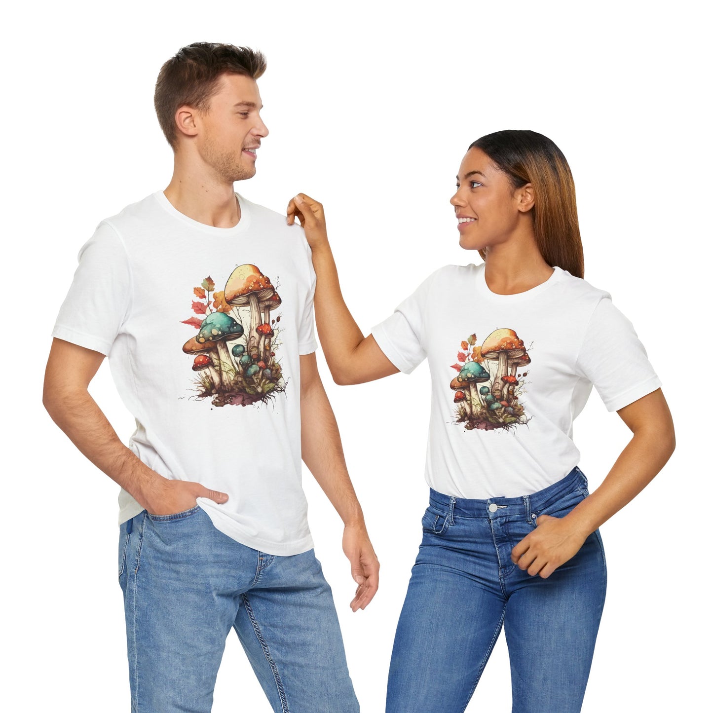 Whimsical Mushroom Graphic Tee - Nature Lover's Unisex Jersey T-Shirt