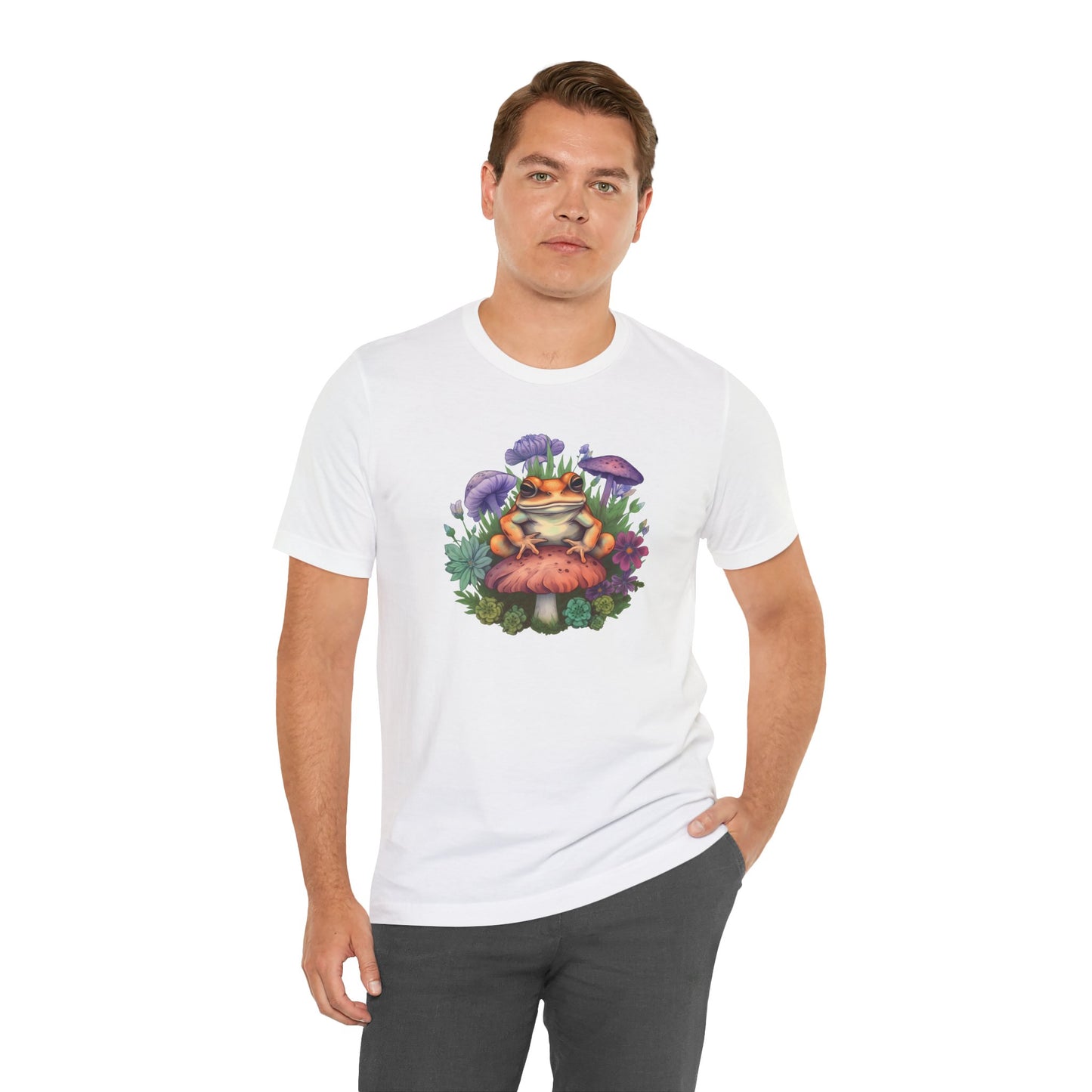 Frog and Mushroom Unisex Tee - Nature-Inspired Graphic T-Shirt