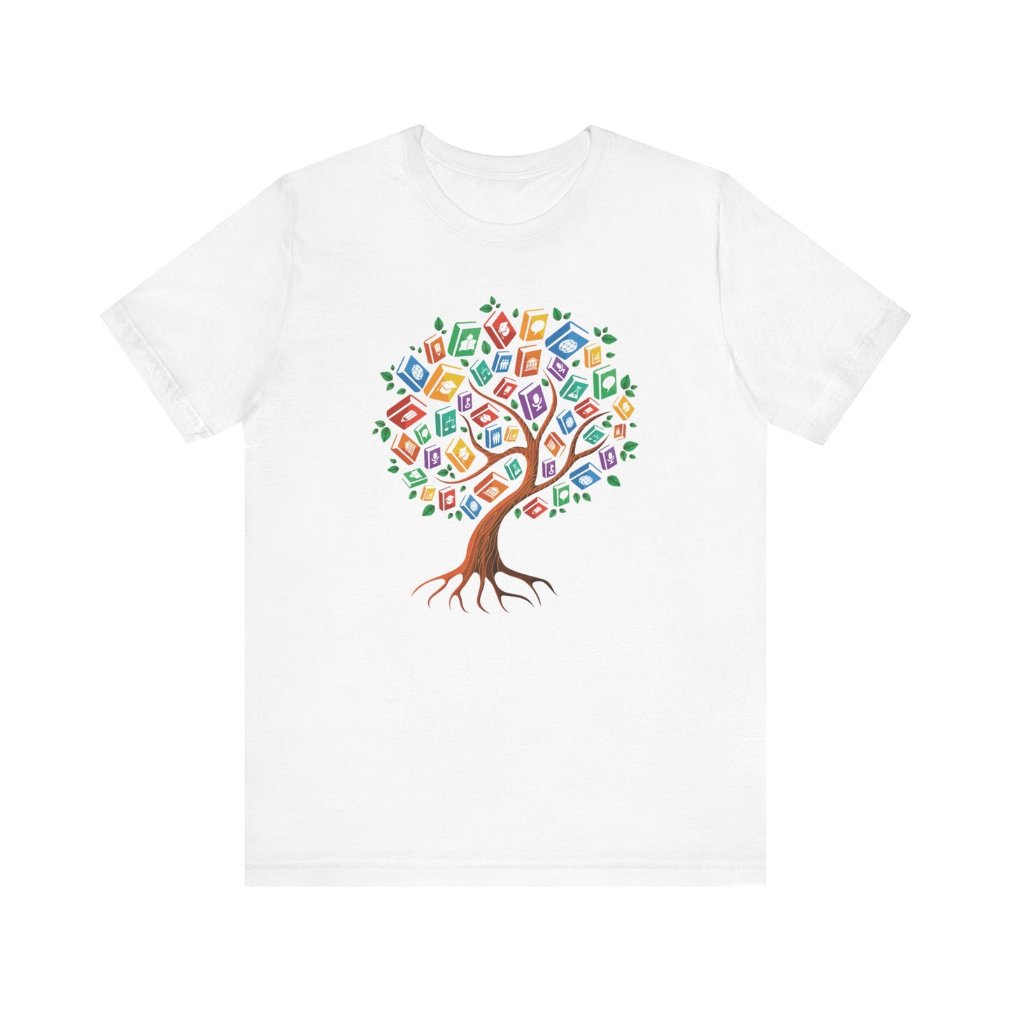 Colorful Book Tree Jersey Tee - Great for Book Lovers and Educators