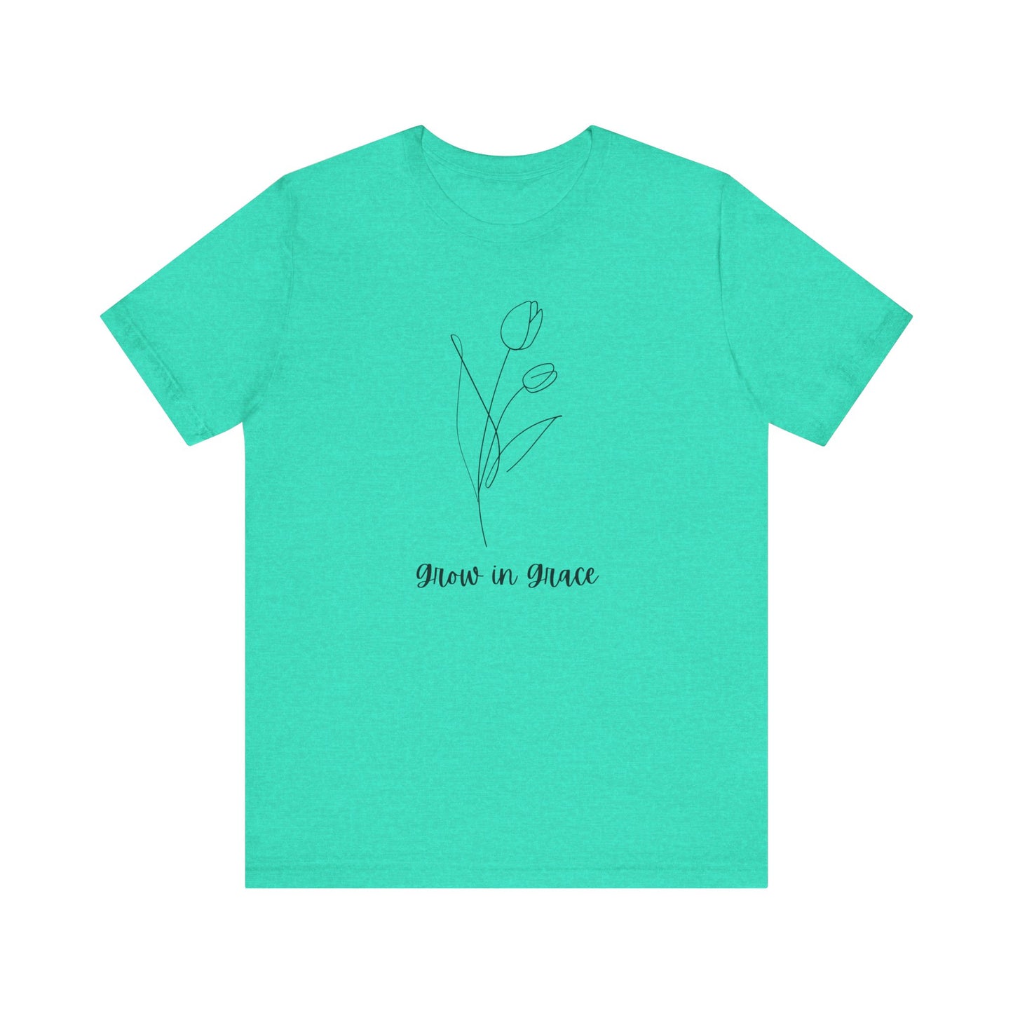 Jersey Short Sleeve Tee - 'Grow in Grace' Floral Design