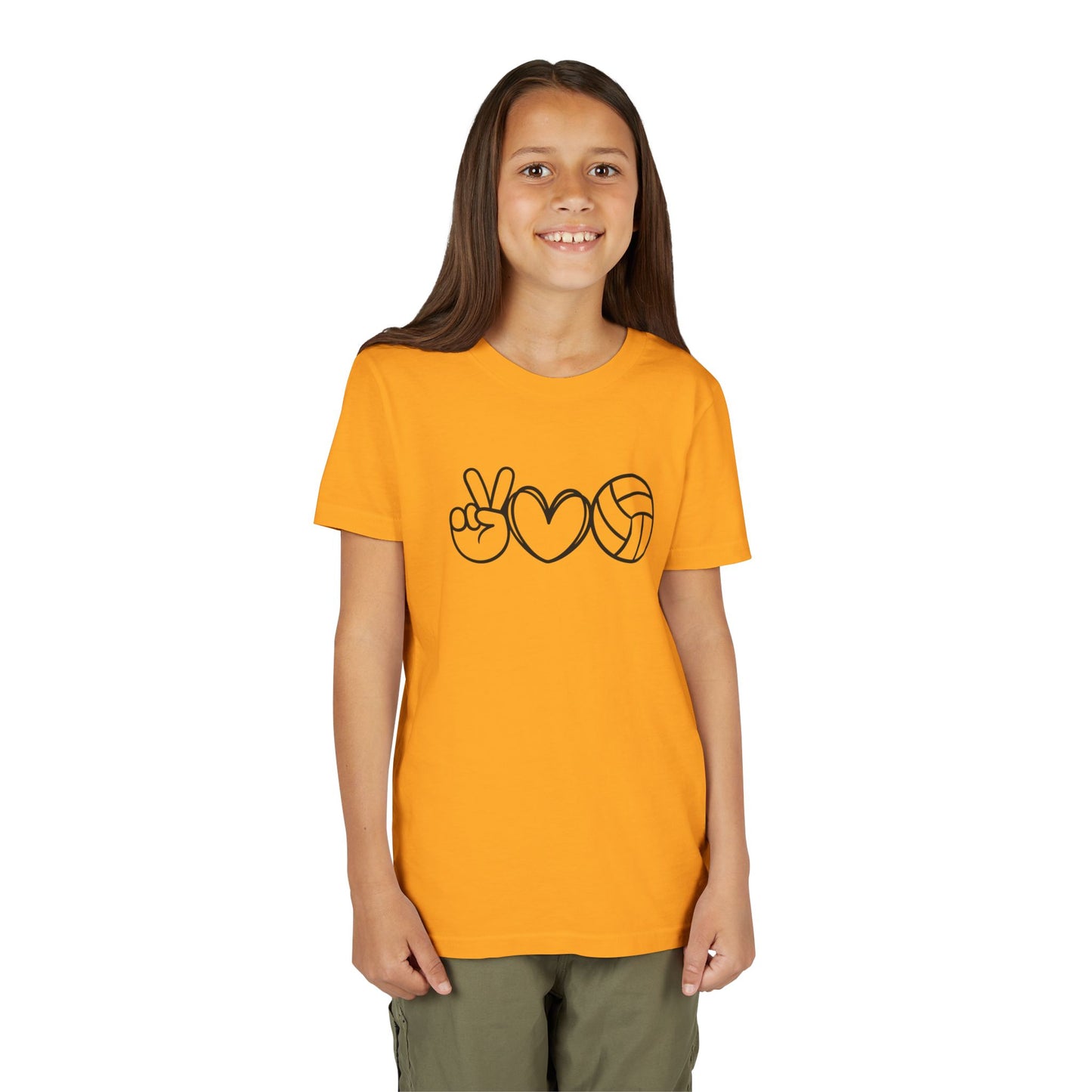 Youth Volleyball Peace Love Tee, Kids Sports Shirt, Fun Gift for Athletes, Summer Camp Apparel