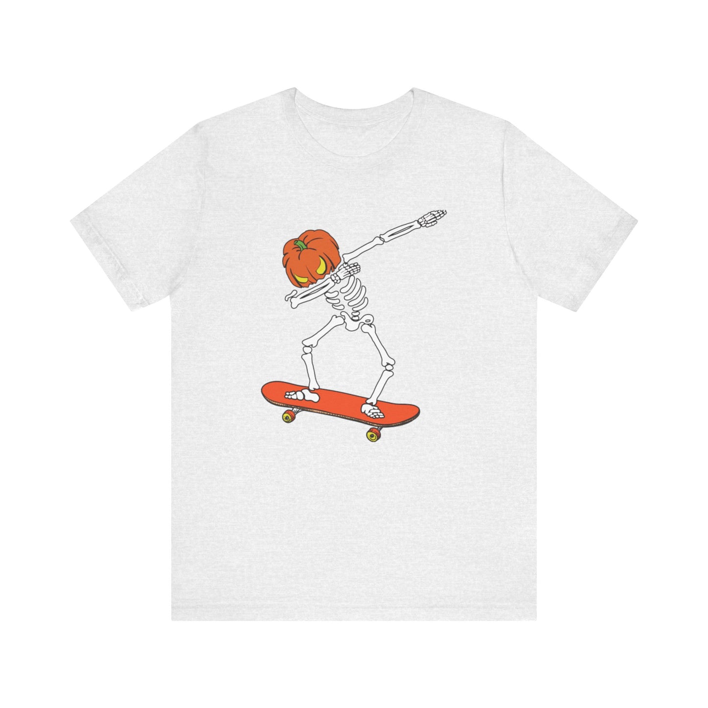 Skateboard Skeleton Tee, Cool Graphic T-Shirt, Unisex Halloween Shirt, Gift for Skate Lovers, Vintage Style Jersey Tee
