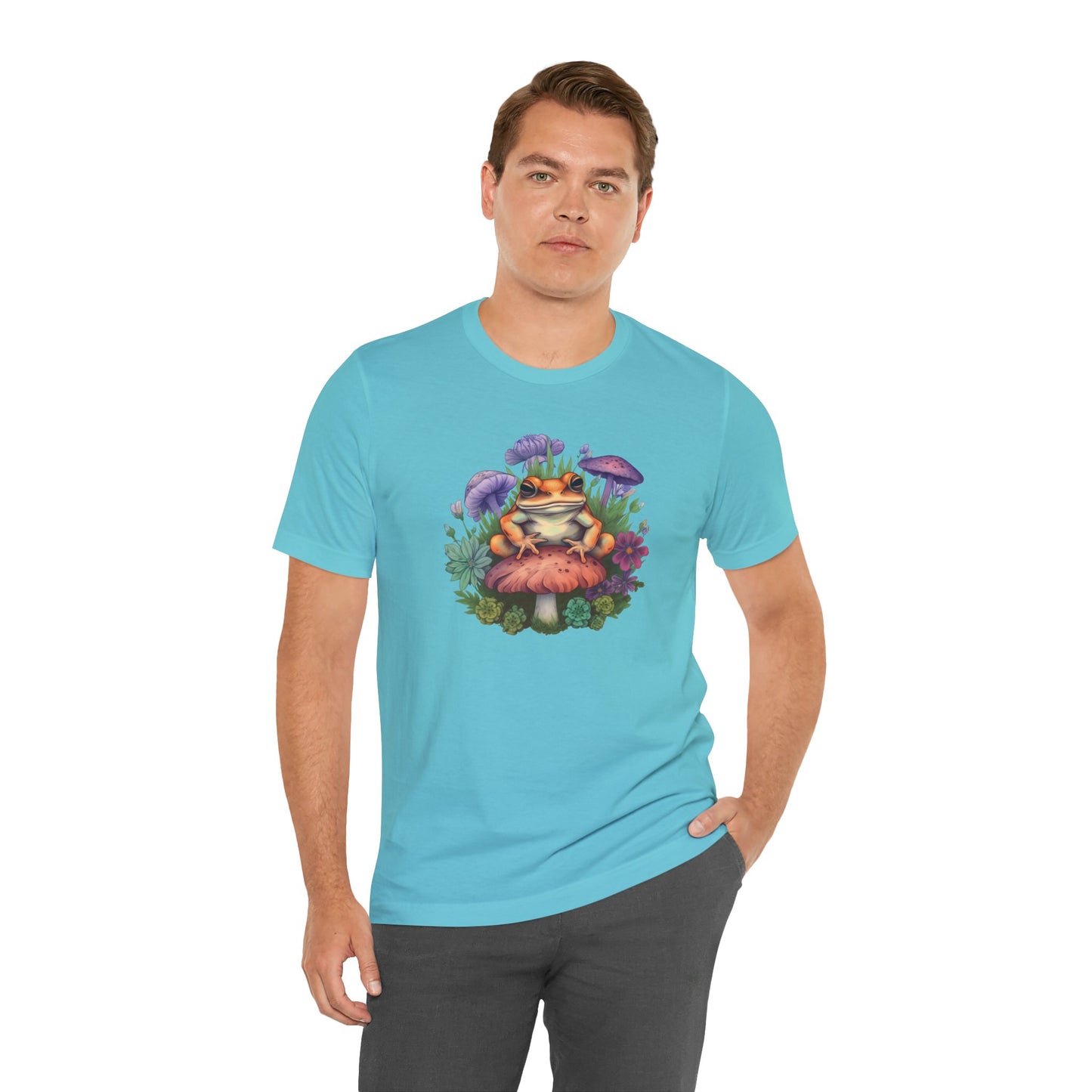 Frog and Mushroom Unisex Tee - Nature-Inspired Graphic T-Shirt