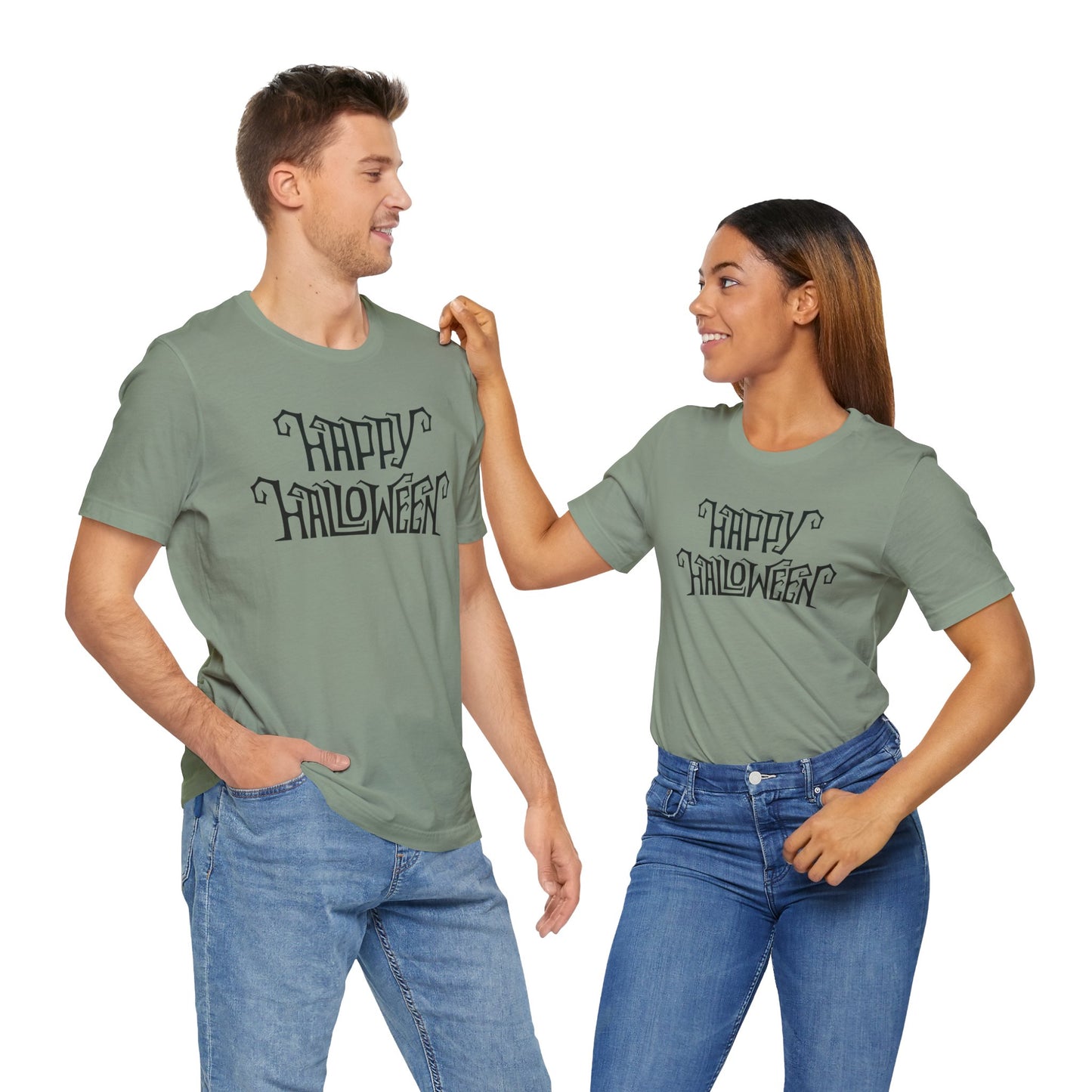 Happy Halloween Tee, Spooky Graphic Shirt, Festive Fall Apparel, Halloween Costume Top, Halloween Party Wear