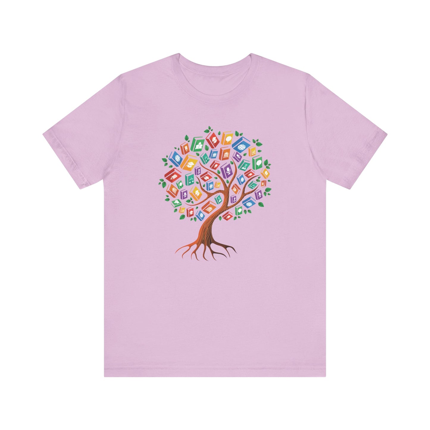 Colorful Book Tree Jersey Tee - Great for Book Lovers and Educators