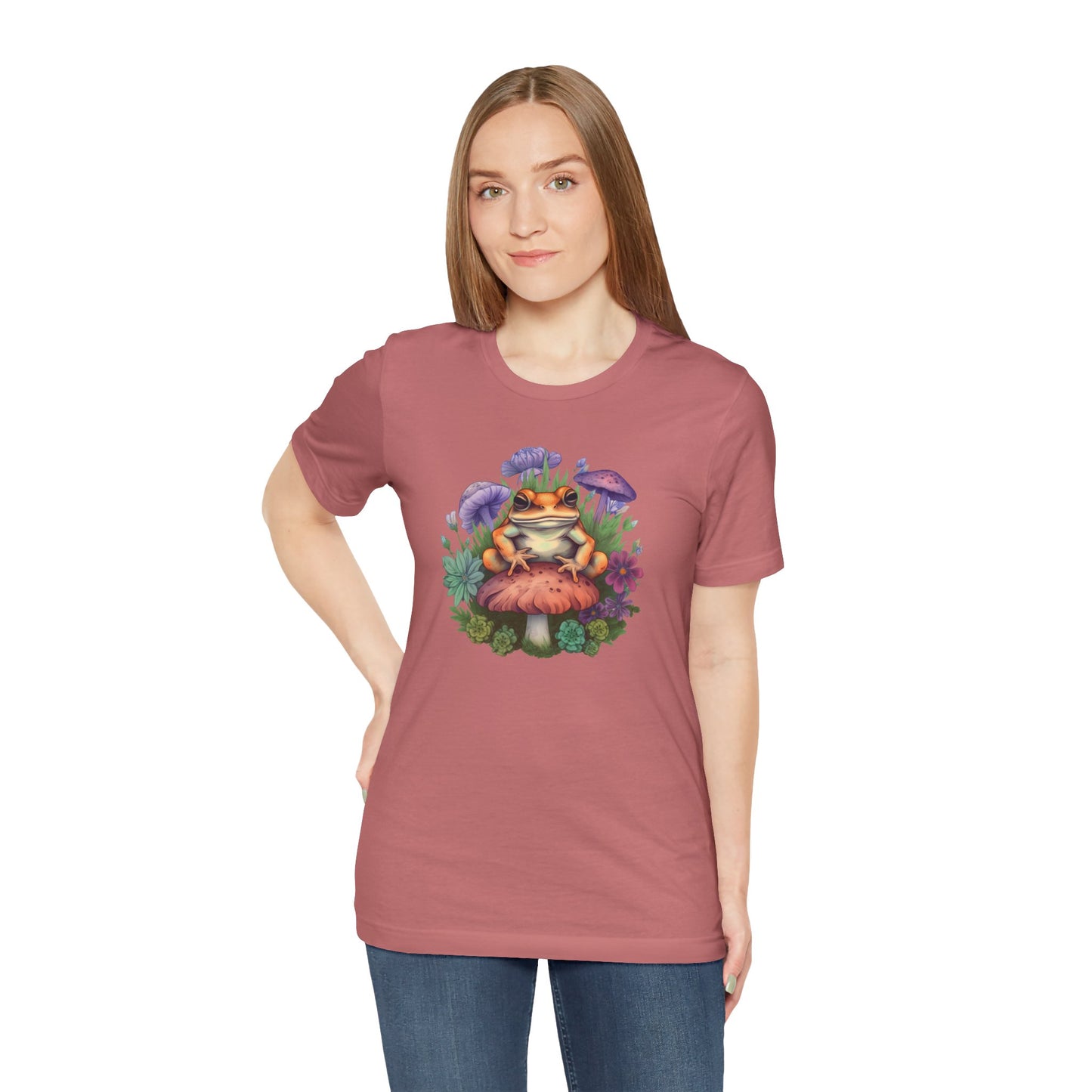 Frog and Mushroom Unisex Tee - Nature-Inspired Graphic T-Shirt