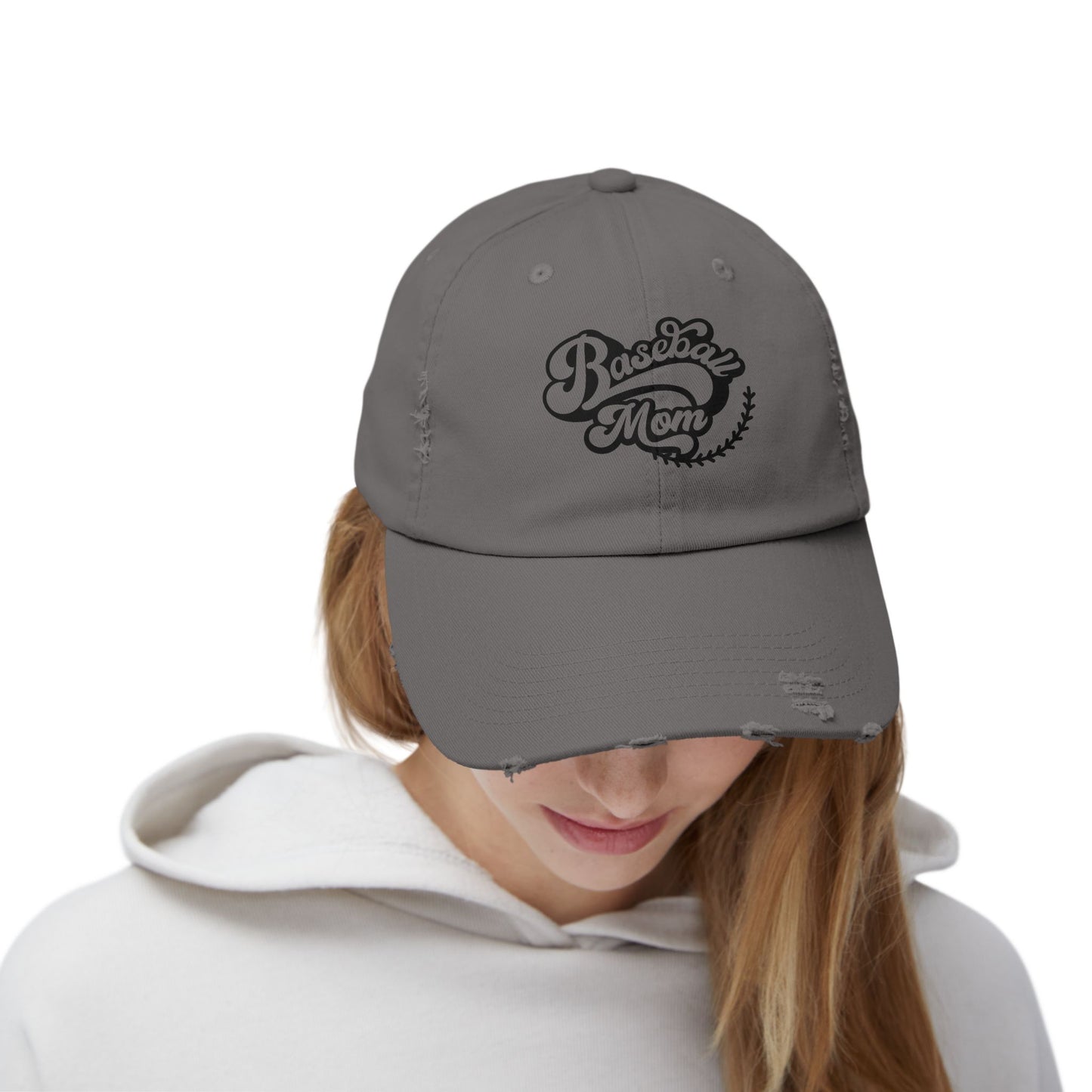 Baseball Mom Distressed Cap - Unisex Fashion Hat for Sports Enthusiasts