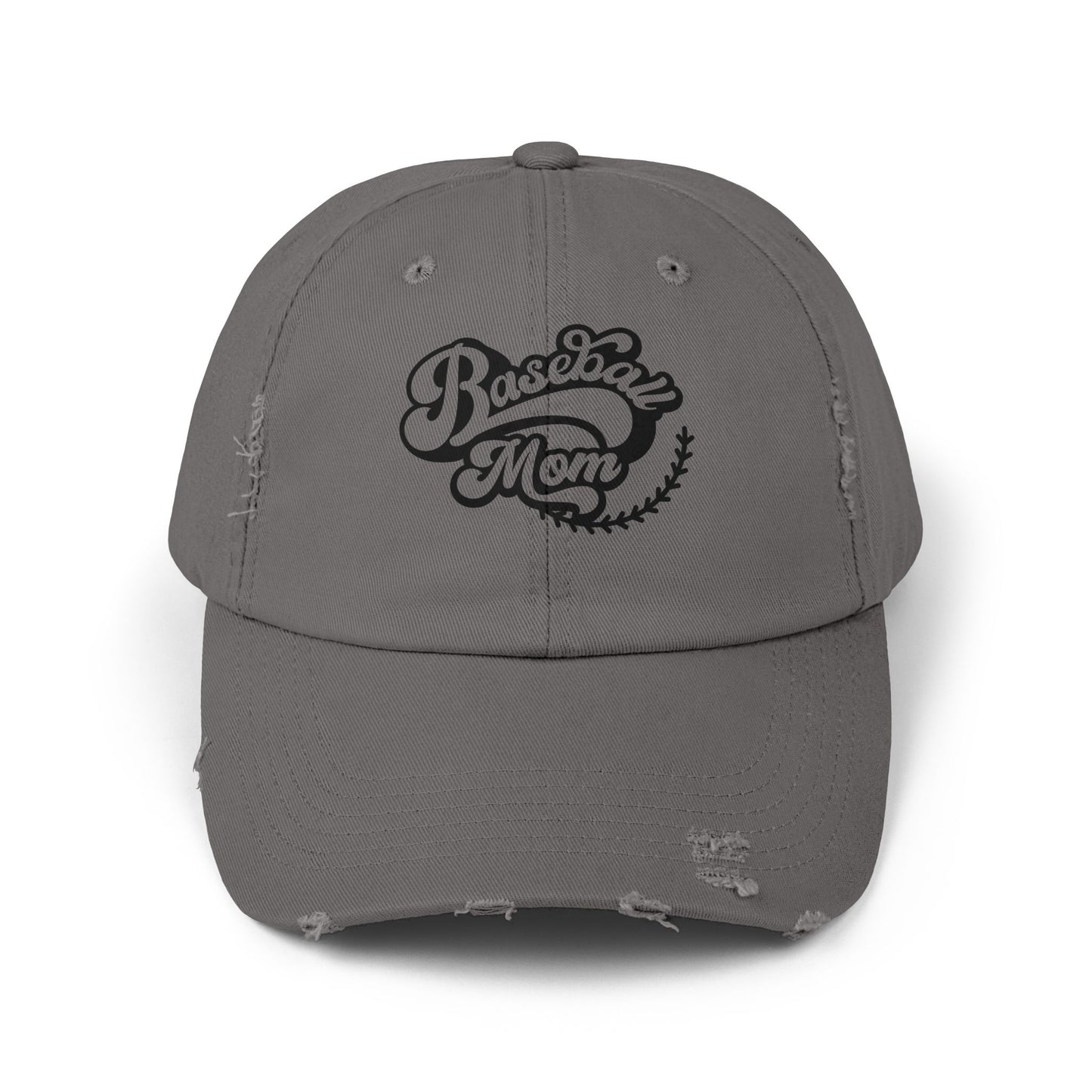 Baseball Mom Distressed Cap - Unisex Fashion Hat for Sports Enthusiasts