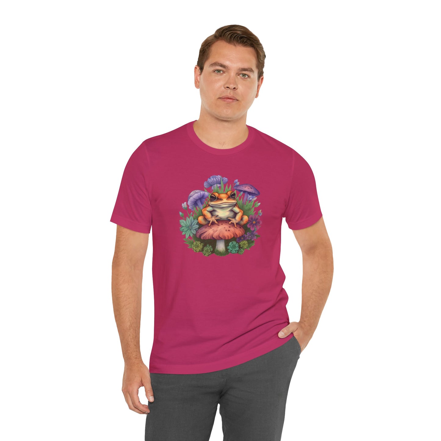 Frog and Mushroom Unisex Tee - Nature-Inspired Graphic T-Shirt