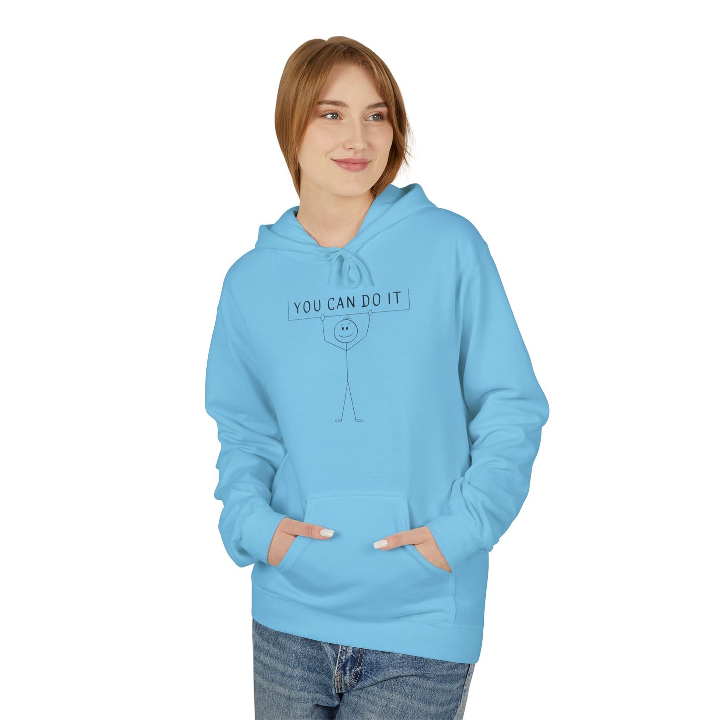 Motivational Fleece Hoodie - 'You Can Do It'