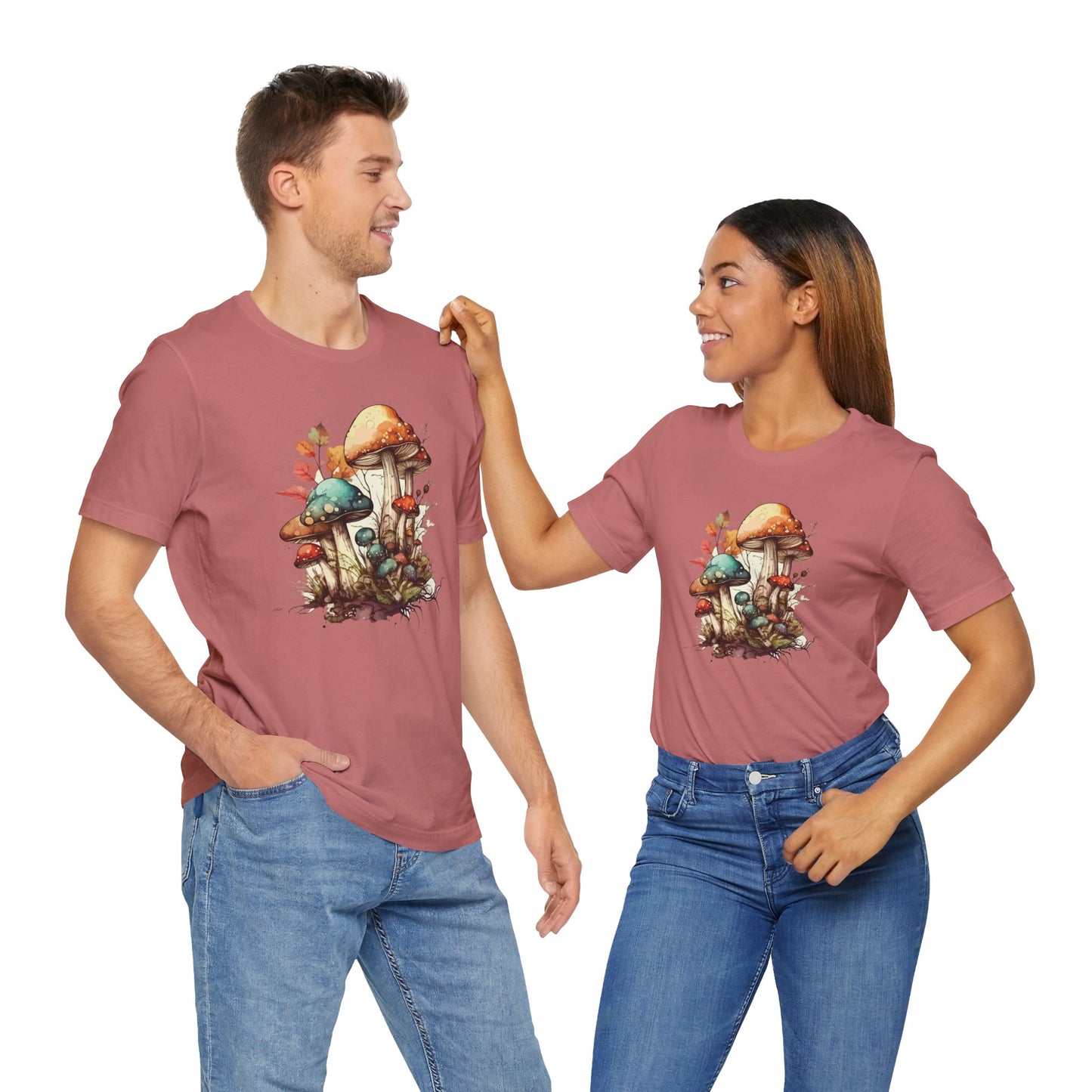 Whimsical Mushroom Graphic Tee - Nature Lover's Unisex Jersey T-Shirt